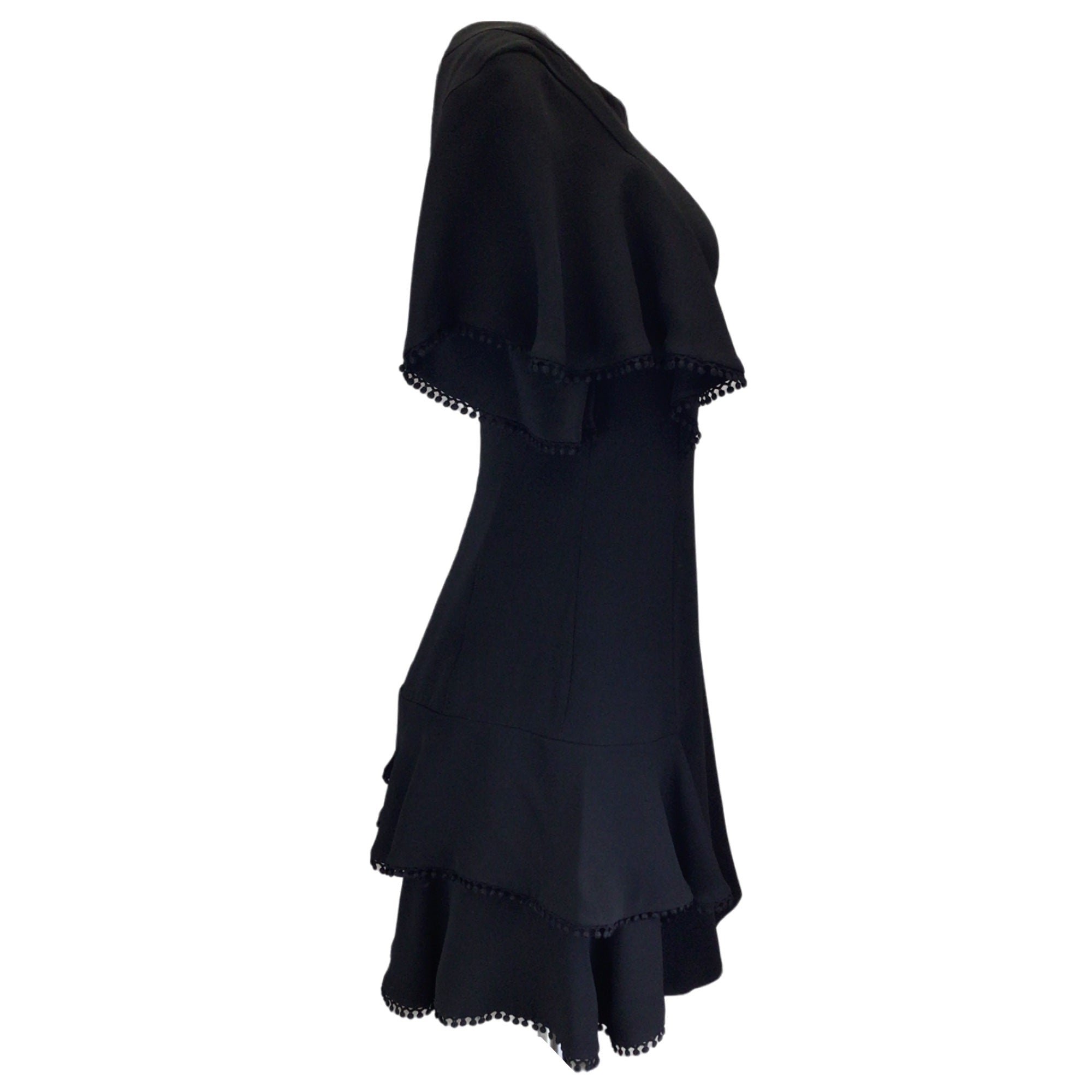 J. Mendel Black Ruffled Crepe Dress - Elegant Evening Gown for Women | Perfect for Cocktail Parties, Weddings & Special Occasions