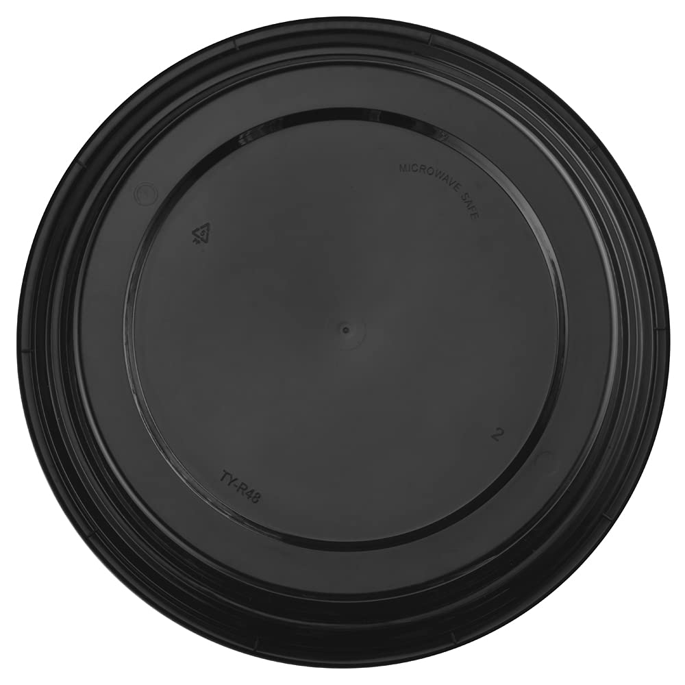 TIYA 48 oz Takeout Food Containers with Lids - Bulk 150 Pack Reusable Plastic Storage Bowls - Microwave & Dishwasher Safe, Leak-Proof for Meal Prep, Picnics, Parties & Leftovers - BPA-Free Round To-Go Containers