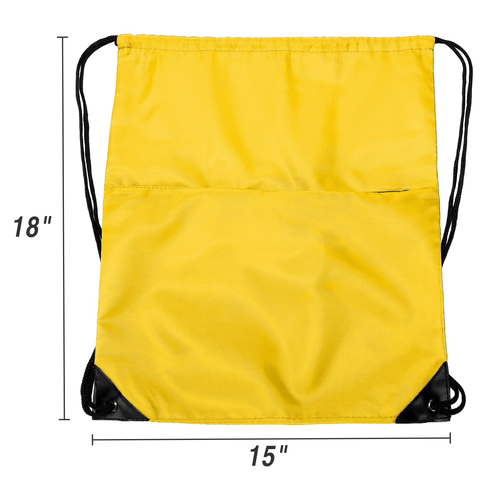 210D Nylon Foldable Drawstring Backpack with Zipper Side Pocket - Lightweight Sports Gym Tote Bag for Men & Women (Yellow) - Perfect for Workouts, Travel, and Everyday Use