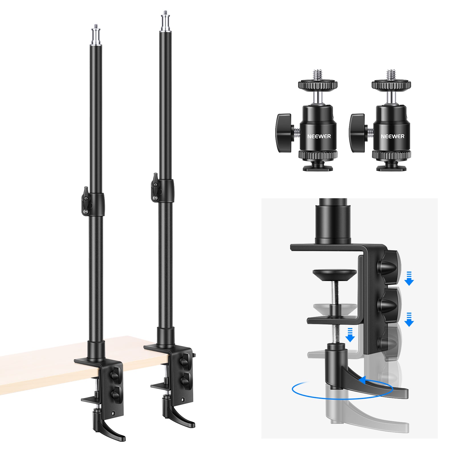 NEEWER ST DT3560 Adjustable Desk Mount Stand - Heavy Duty Monitor Arm for 13-35 Inch Screens - Perfect for Home Office, Gaming & Workspace Setup