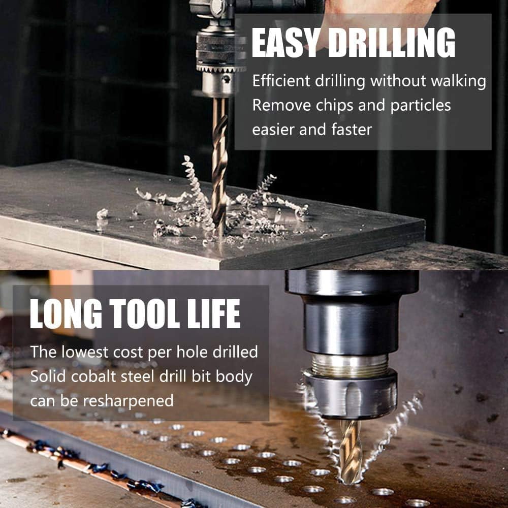 Miskall 10-Piece Drill Bit Screw Extractor Set - Left Hand Drill Bits for Removing Broken Screws & Bolts - Ideal for Automotive Repair, Plumbing, and DIY Home Improvement Projects