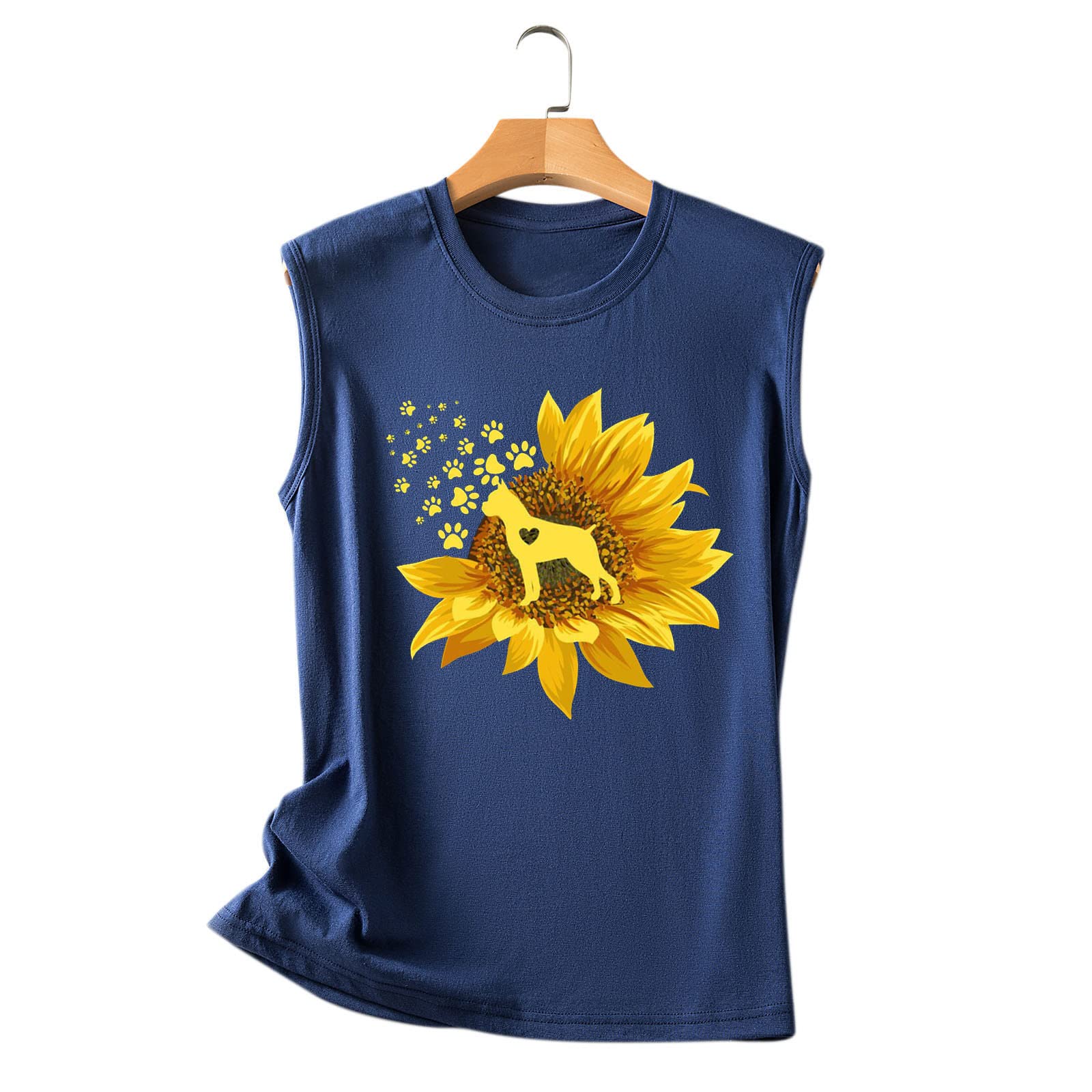 Women's Sleeveless Sunflower Print Tank Top - Casual O-Neck Vest Shirt for Summer, Fitness & Christmas Outfits | Perfect for Beach, Gym, Party & Holiday Wear