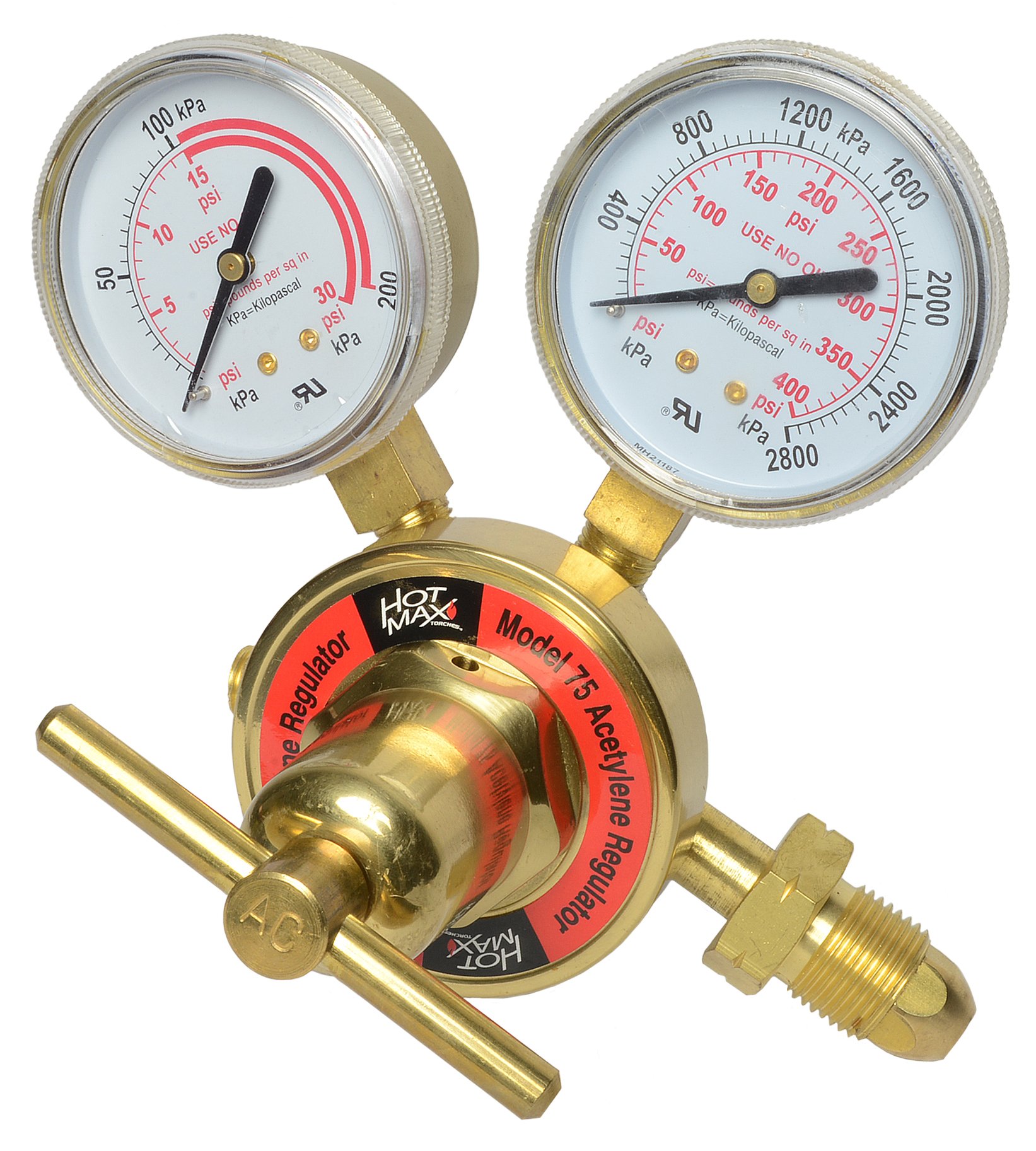 Hot Max 24145 Heavy Duty Acetylene Regulator 2-15 PSIG - High Pressure Gas Control for Welding, Cutting & Metal Fabrication