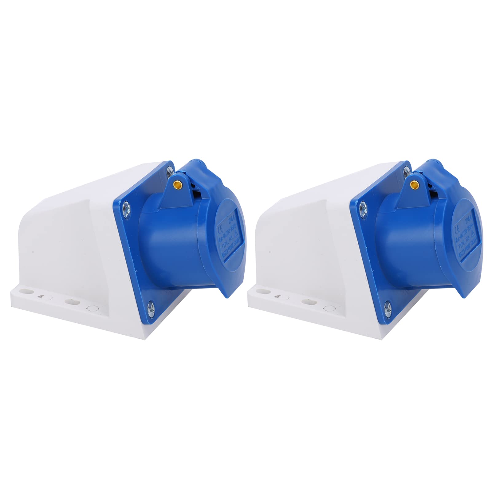 2Pcs 3-Pin Single-Phase Industrial Power Socket Plug - Heavy Duty Industrial Connector for Machinery, Equipment & Workshop Power Supply