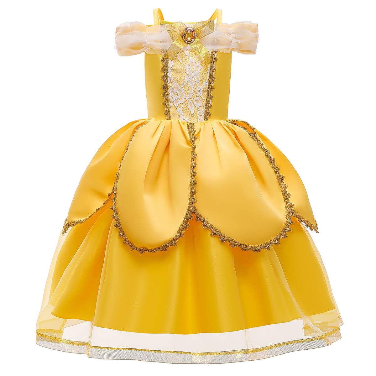 MYRISAM Girls Belle Princess Dress - Beauty and the Beast Costume for Halloween, Carnival, Cosplay, Christmas & Birthday Parties - Elegant Ball Gown for Kids Dress Up & Fantasy Play