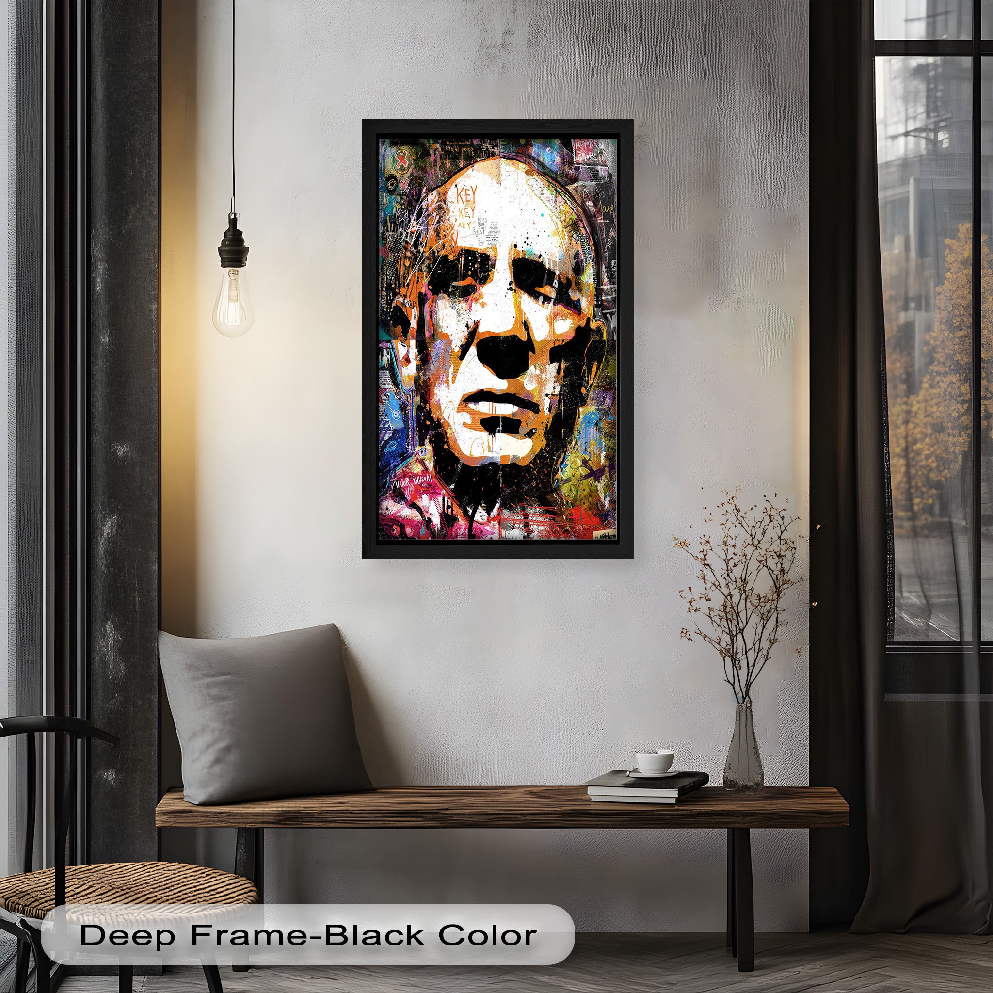 Abstract Urban Face Portrait Wall Art - Modern Pop Art Oil Painting for Living Room, Bedroom & Office Decor