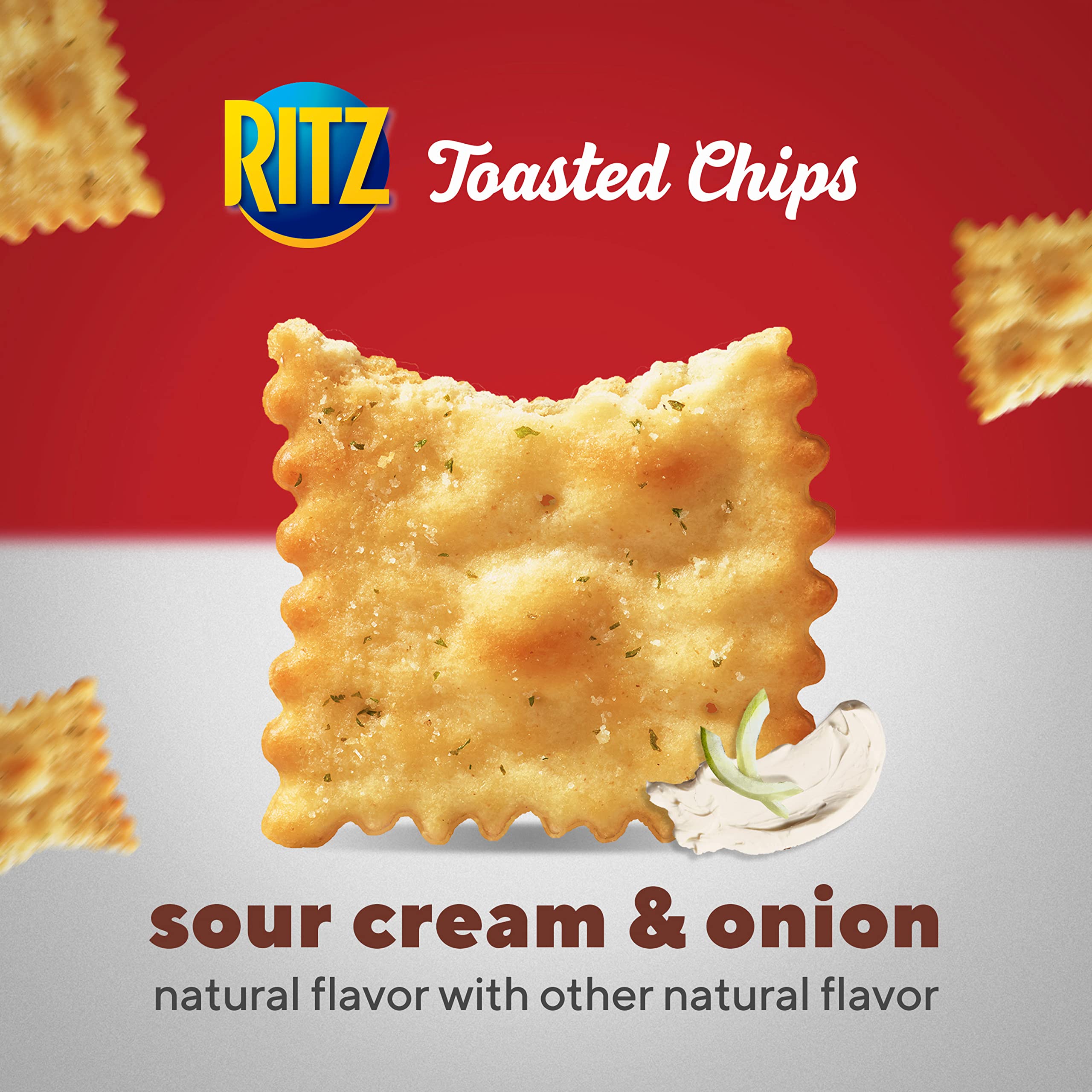 RITZ Toasted Chips Sour Cream and Onion Crackers - 12 Pack Bulk Snacks for Office, School & Travel | Crunchy Baked Snack Crackers for Parties, Lunch Boxes & On-the-Go