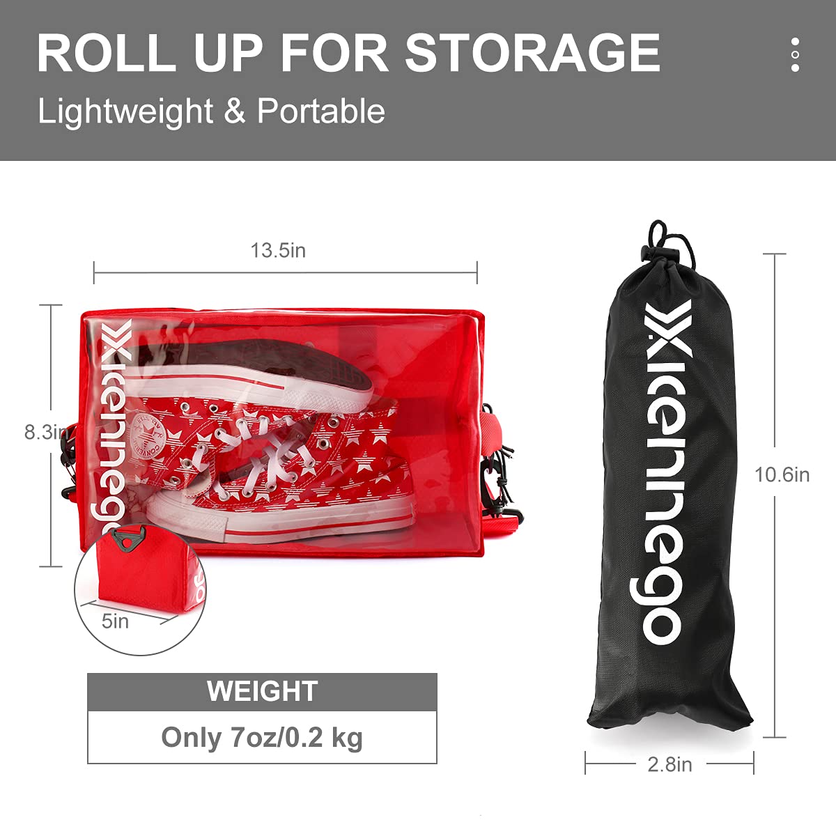 Xicennego Portable Basketball Shoe Bag with Zipper - Waterproof Sneaker Storage Organizer - Foldable PU Shoe Pouch for Travel & Gym - Durable Shoe Box Bag for Men & Women (Red) - Perfect for Basketball Practice, Sports Travel & Shoe Protection