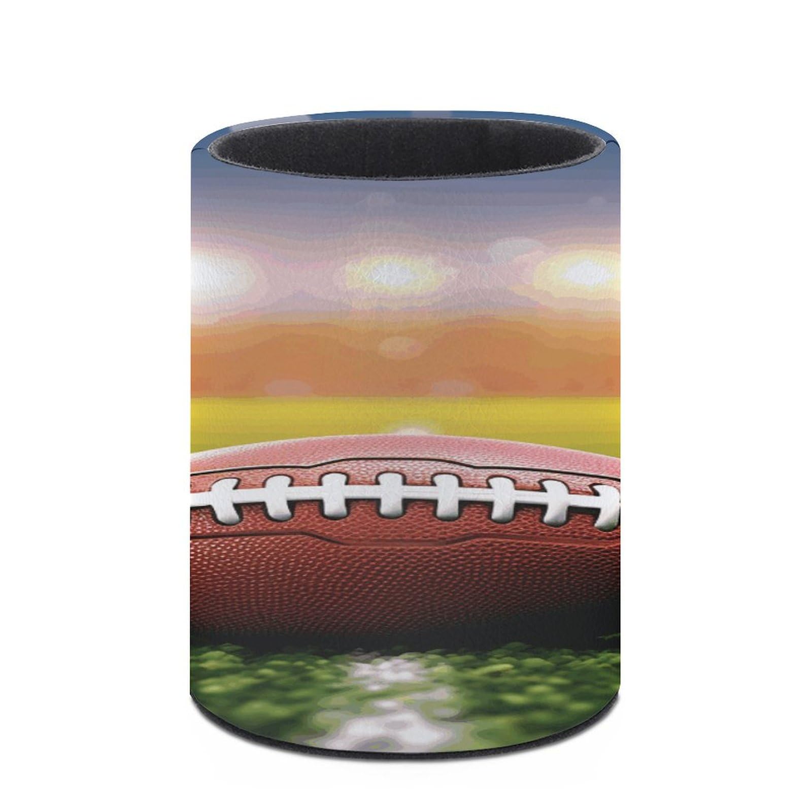 YJWANDO Genuine Leather Pen Holder - Football on Grass Sports Themed Desk Organizer - Premium Leather Pen Cup & Office Desk Accessory - Perfect for Sports Fans, Office & Home Workspace Organization