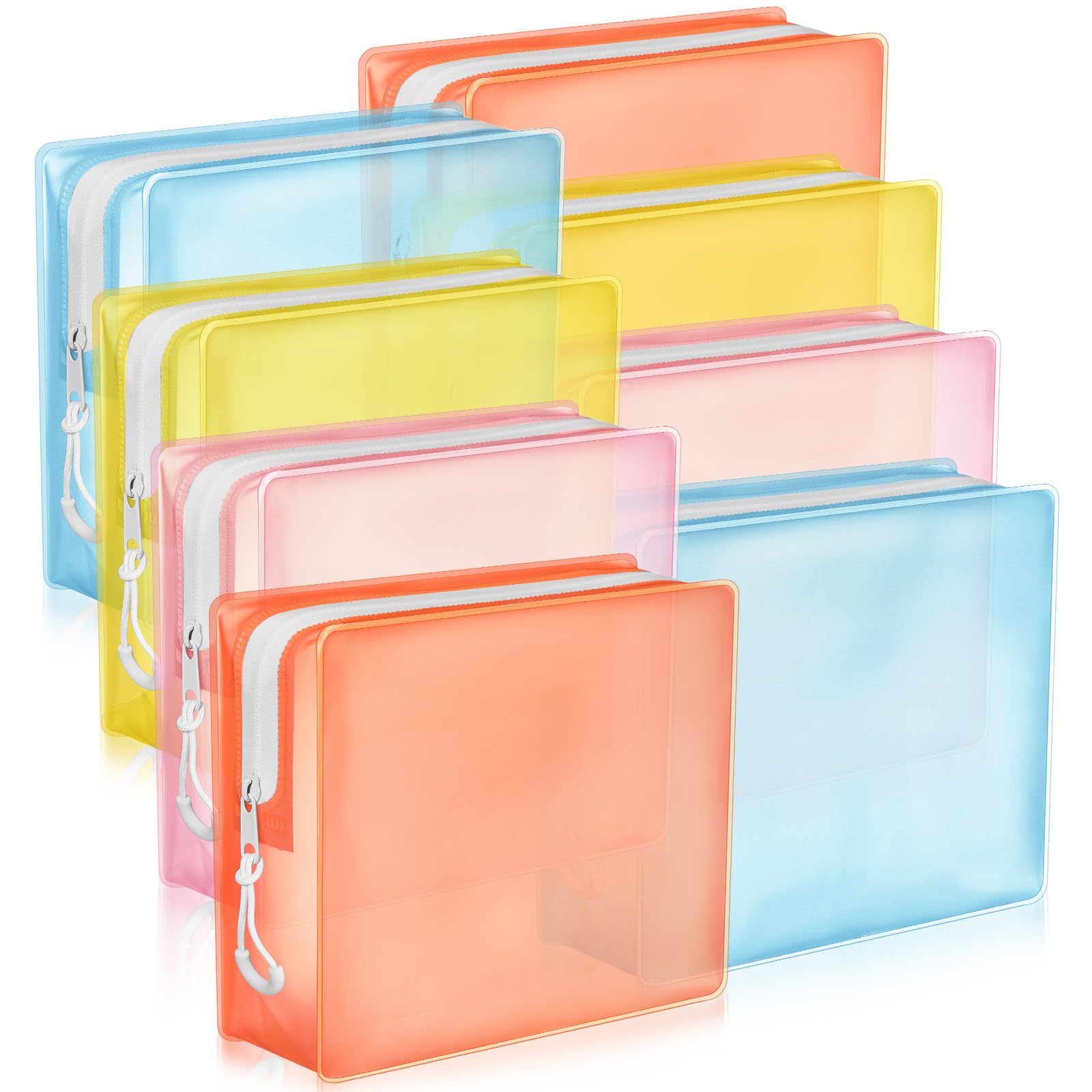 8 Pack TSA Approved Leak-proof Travel Toiletry Bags - Frosted Translucent Cosmetic & Makeup Organizer for Women & Men - Perfect for Airports, Gym, Camping & Weekend Getaways (Pastel Colors)