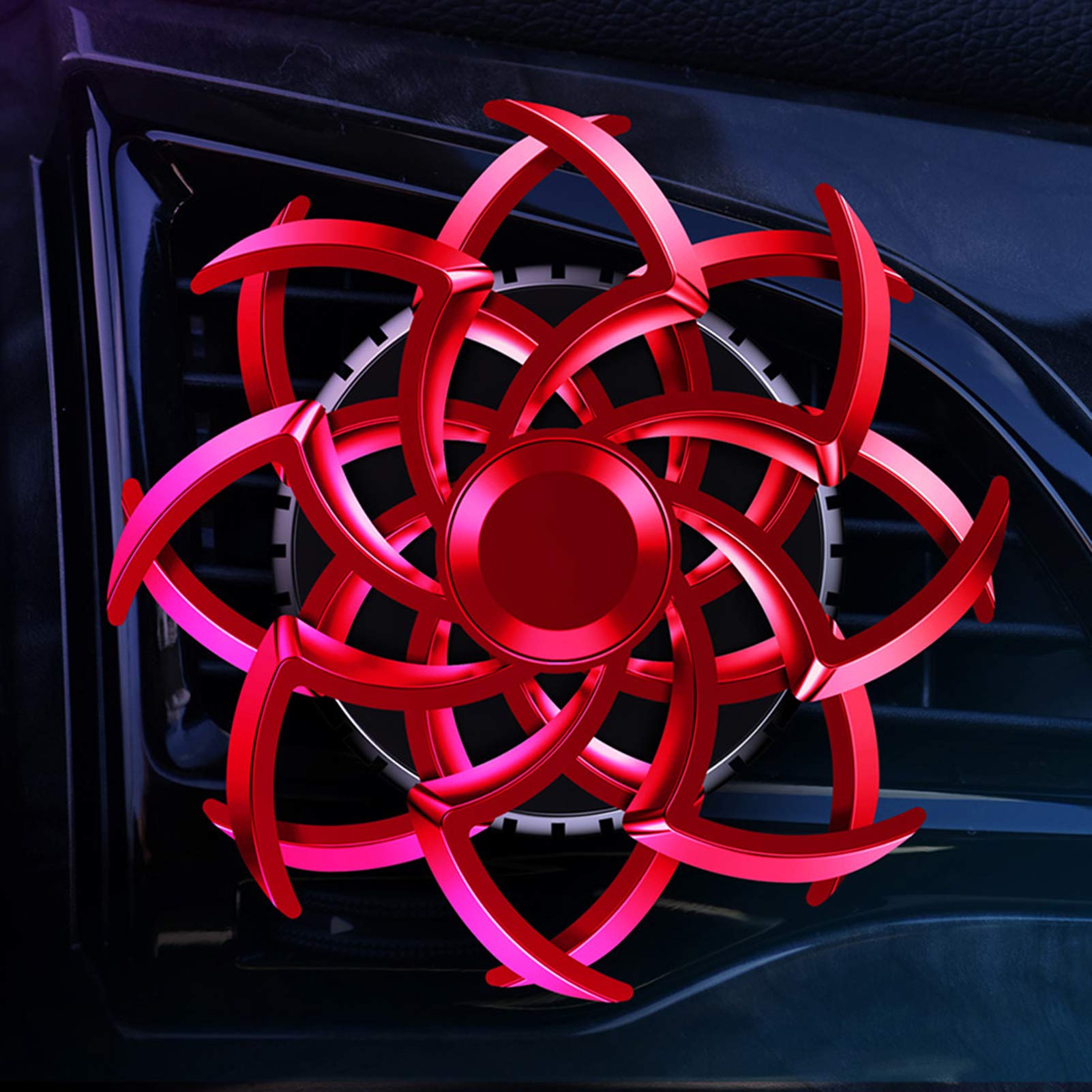 Premium Car Air Freshener Clip - Fan Blade Design Aromatherapy Diffuser with Unique Shape for Car Vents (Red) | Long-Lasting Fragrance for Road Trips & Daily Commutes