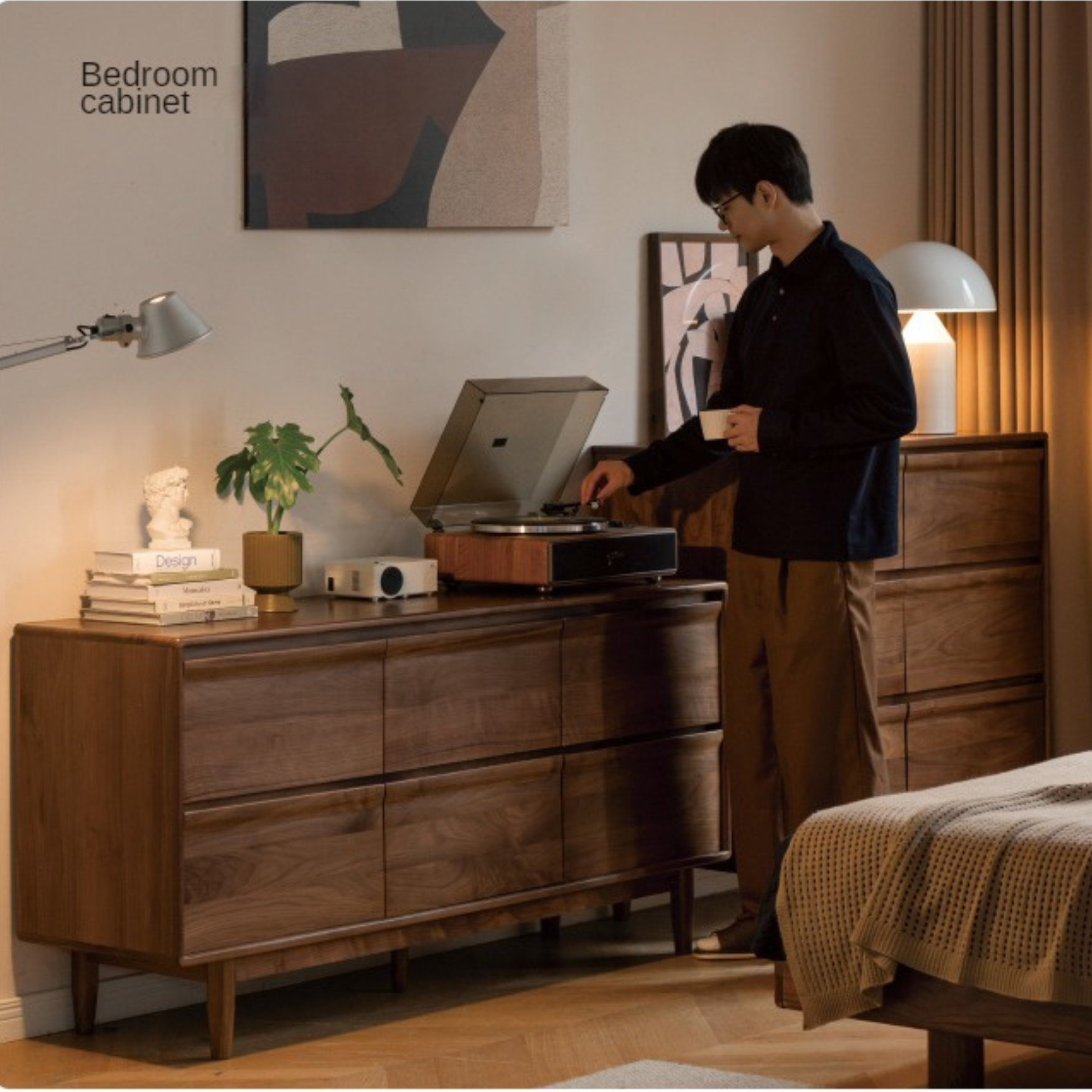 Solid Black Walnut Wood Dresser - 6-Drawer Bedroom Storage Furniture for Master Bedroom, Guest Room & Nursery Organization