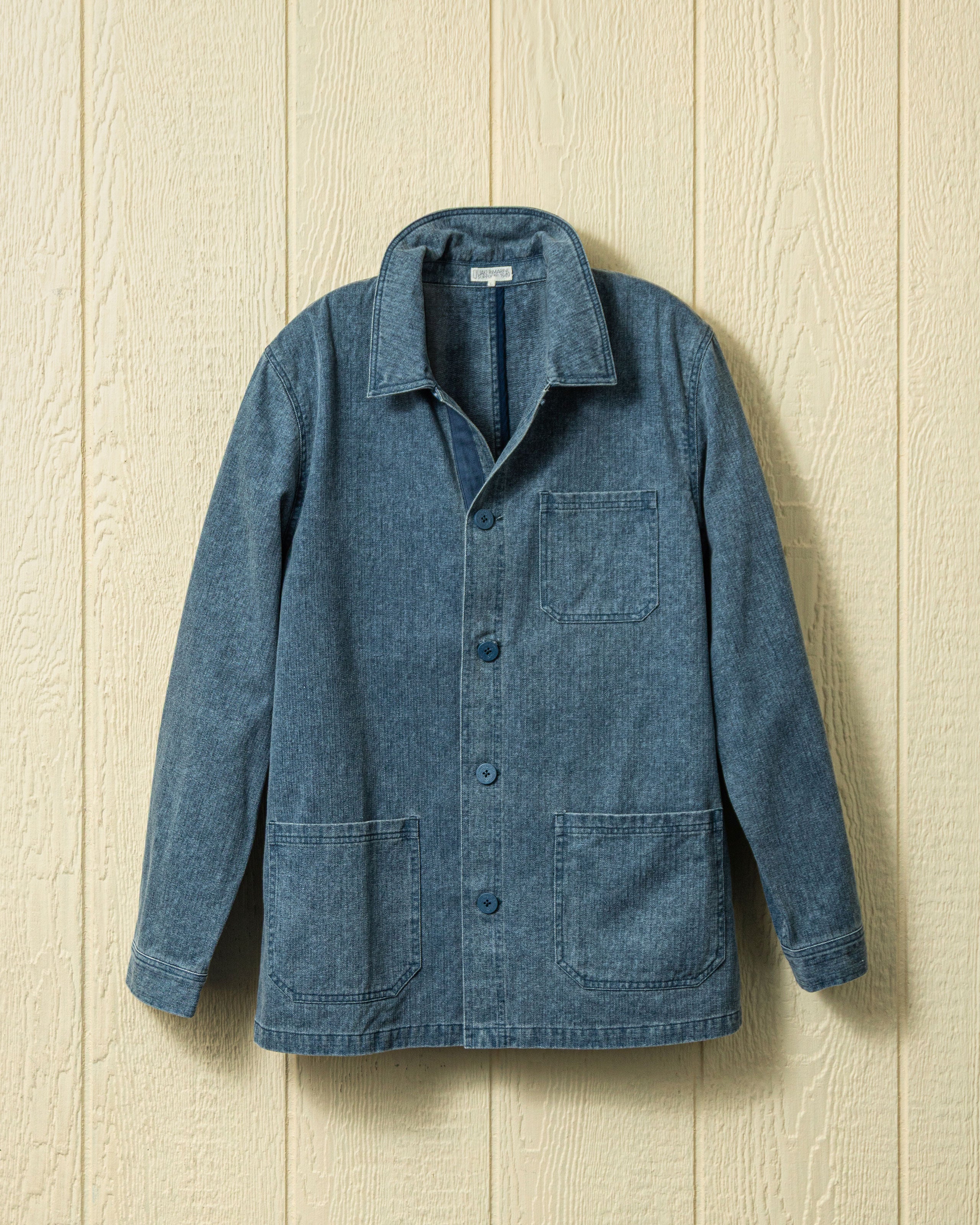 Vintage French Workman's Jacket - Navy Salt Washed Herringbone Denim | Durable Workwear for Men | Perfect for Outdoor Labor, Casual Wear & Urban Style