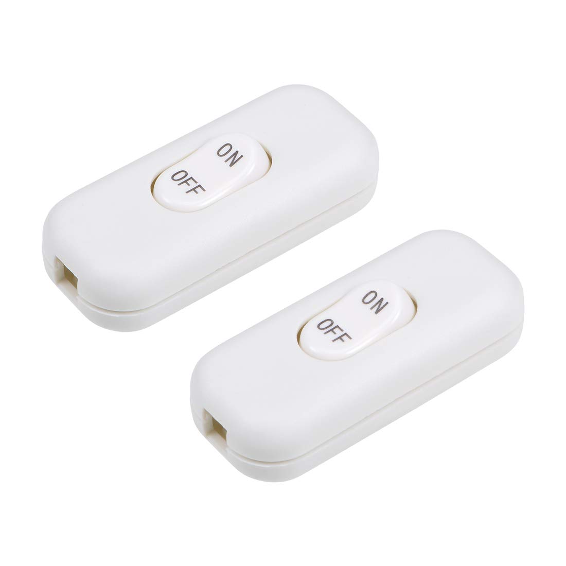 uxcell AC 250V 6A DPST Rocker Switch, On-Off Inline Cord Control for Table Lamps, Desk Lights & Bedroom Lighting - White (2 Pack) | Perfect for Home Office, Dorm Room & Nightstand Lamps