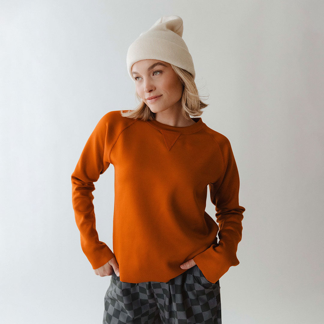 Stylish Burnt Orange Neo Sweatshirt for Women & Men | Soft Cotton Pullover Hoodie | Perfect for Casual Wear, Street Style & Loungewear
