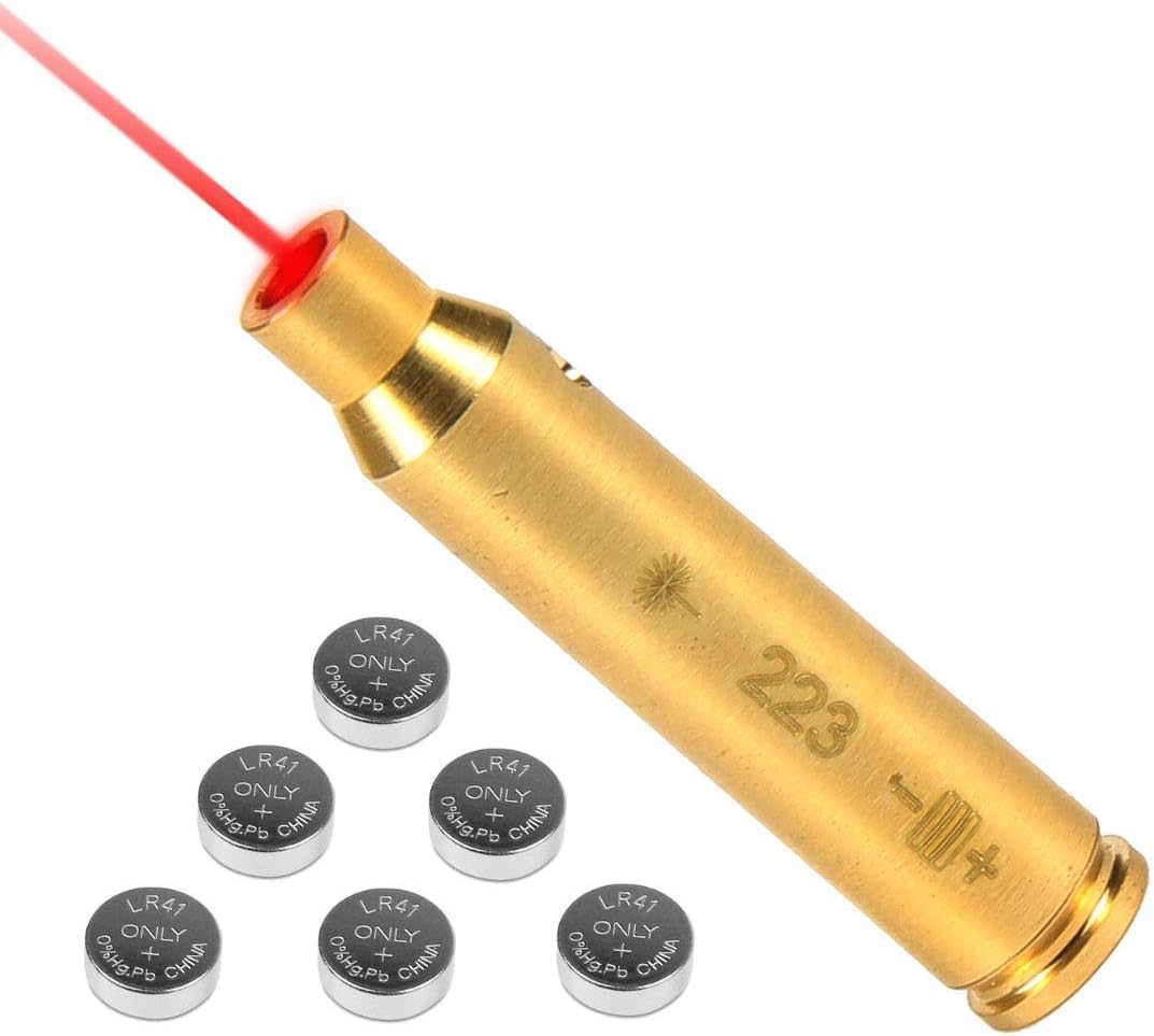 223/5.56mm Red Dot Bore Sight Laser Boresighter for Rifle Calibration - Includes 2 Sets of Batteries | Perfect for Gunsmithing, Hunting & Shooting Range Sight-In