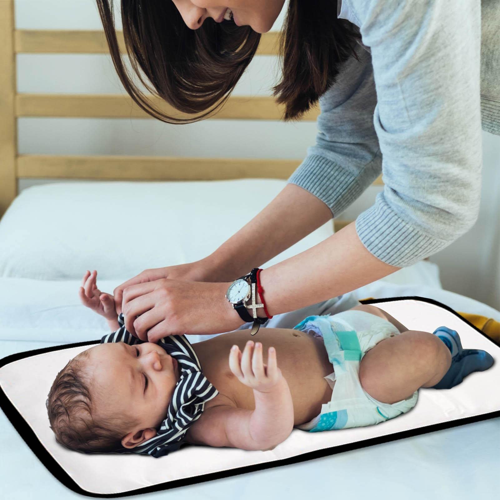 Foldable Waterproof Changing Pad - Portable Diaper Mat for Travel & On-the-Go, Soft Comfortable Baby Changing Station with Stickers, Perfect for Diaper Bags, Car Seats, Strollers & Outdoor Adventures