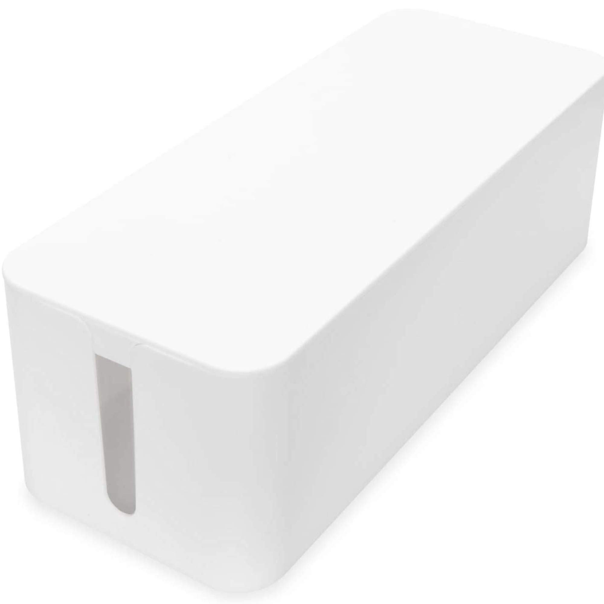 Virone Cable Storage Box - White Desk Organizer for Wires & Cords | Perfect for Home Office, Gaming Setup & Workspace Organization