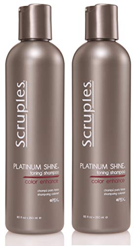 Scruples Platinum Shine Toning Shampoo for Blonde & Gray Hair - 8.5 oz (250ml) x 2 Pack - Sulfate-Free Purple Shampoo for Color-Treated Hair - Perfect for Salon Use & At-Home Hair Care