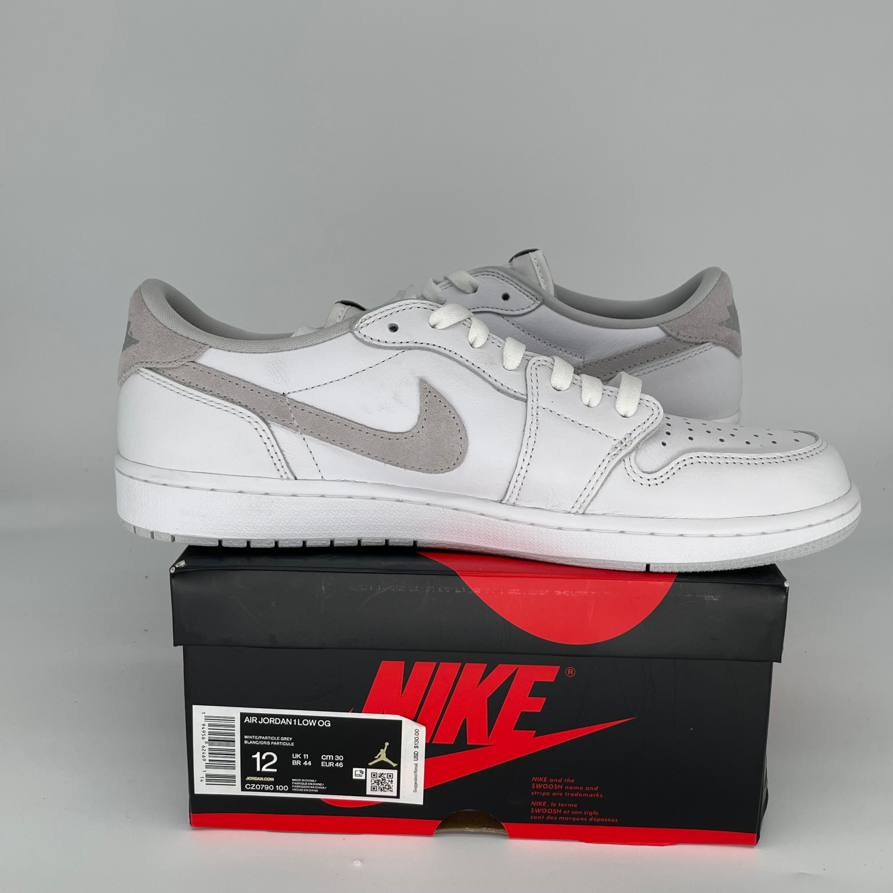 Original Air Jordan 1 Low Neutral Grey Men's Sneakers - Size 12 (CZ0790-100) - Retro Basketball Shoes for Casual Wear & Street Style