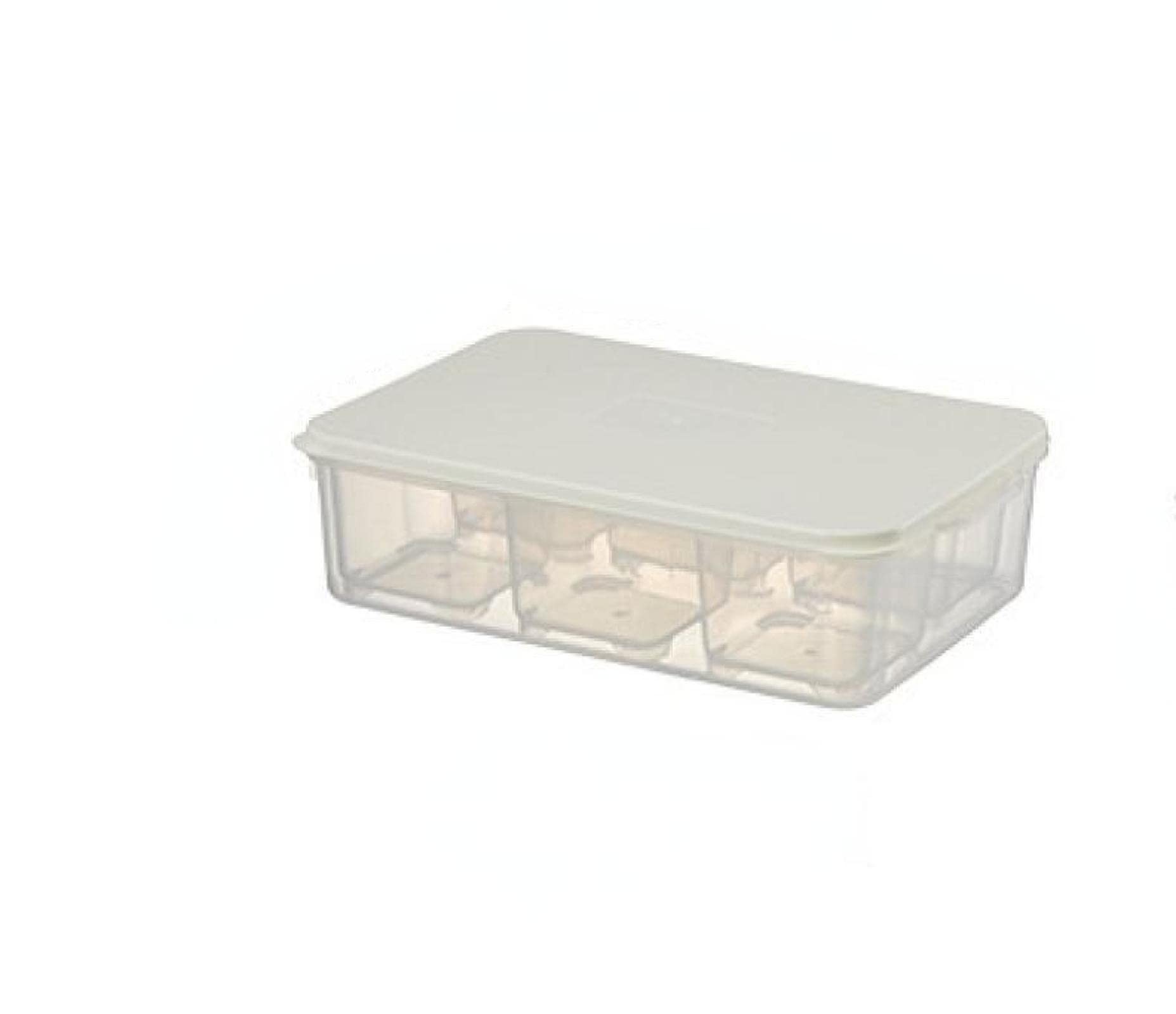 NA Kitchen 3000ml Refrigerator Storage Container - 6 Grid Rectangular Sealed Plastic Food Box for Freezing Dumplings, Eggs & Meal Prep | BPA-Free Fresh-Keeping Solution for Organized Fridge Storage