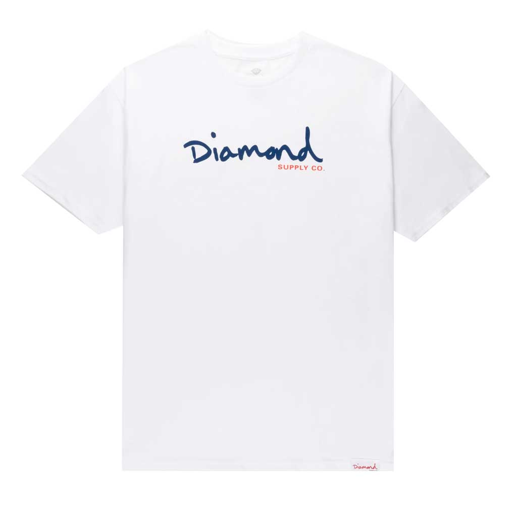 Diamond OG Script Tee - Premium White Cotton T-Shirt for Men | Streetwear Fashion, Casual Wear & Hip Hop Style