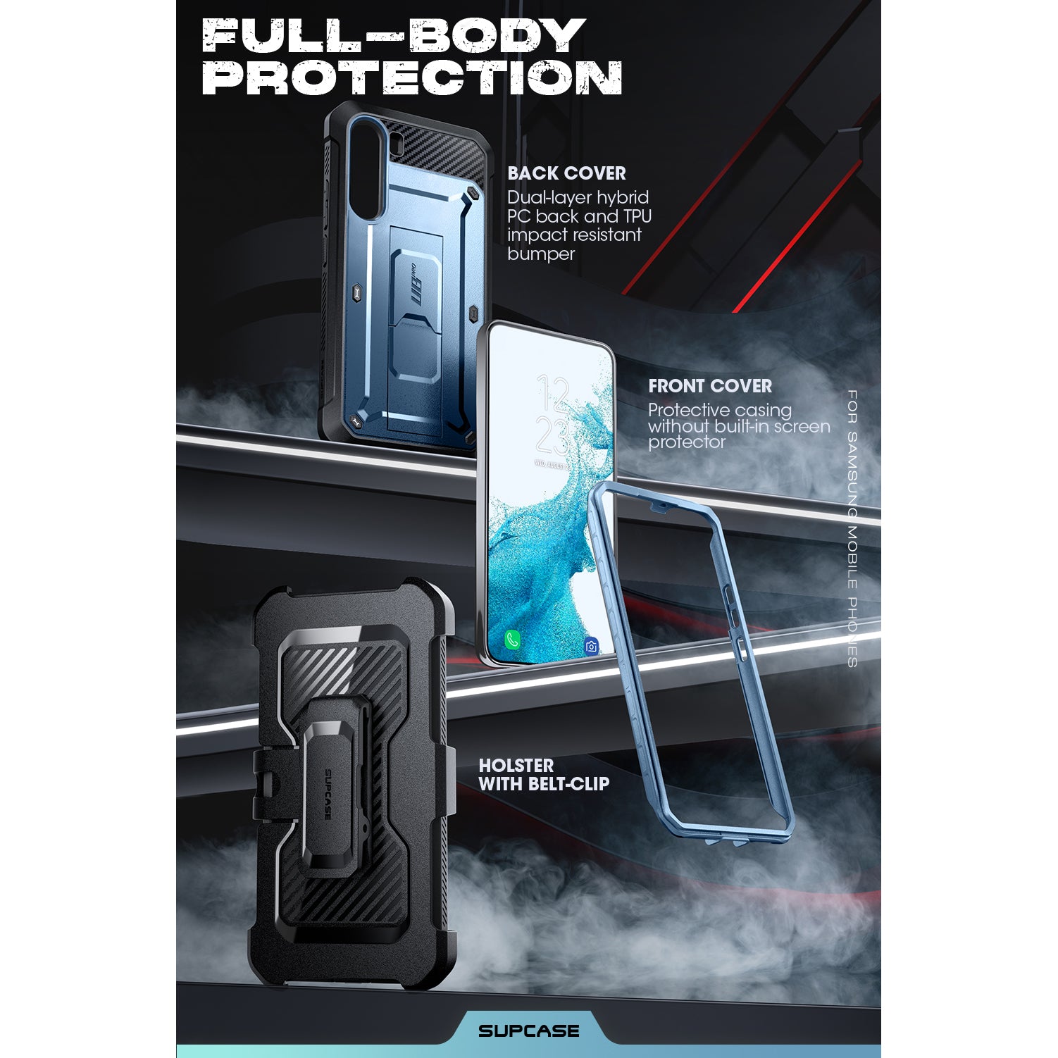 Samsung Galaxy S23 Unicorn Beetle PRO Heavy Duty Rugged Case - Shockproof, Drop Protection, Metallic Blue - Perfect for Outdoor, Work & Extreme Sports