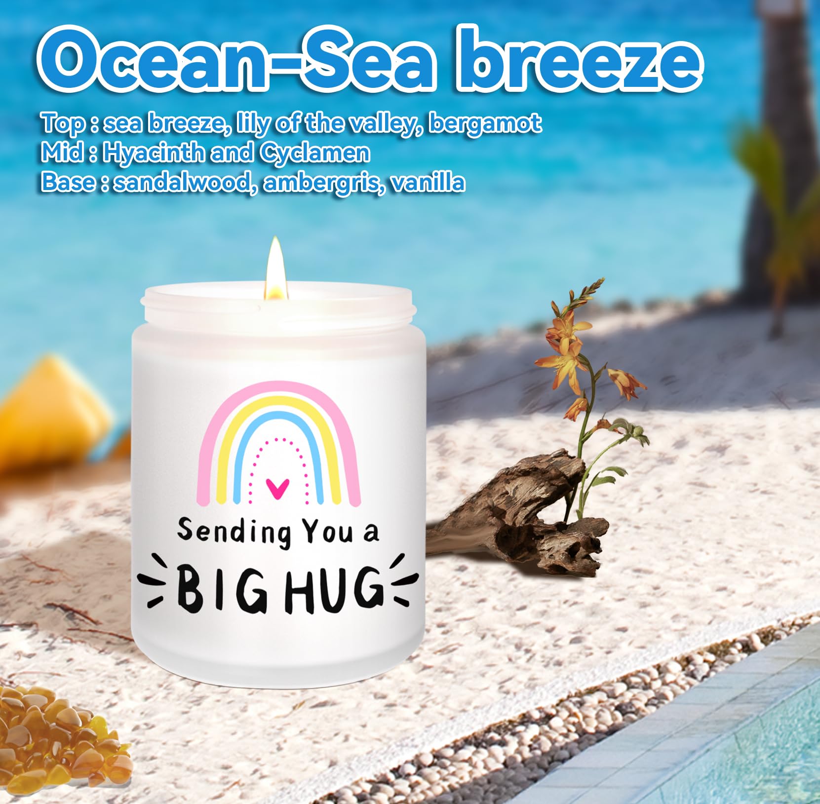 Aujzoo Ocean Scented Candle - Relaxing Aromatherapy Gifts for Women, Perfect for Christmas, Birthday, Thank You, Get Well Soon, Sympathy & Miss You Gifts - Ideal for Friends, Coworkers & Loved Ones - Creates a Calming Atmosphere for Home, Office & Spa Relaxation