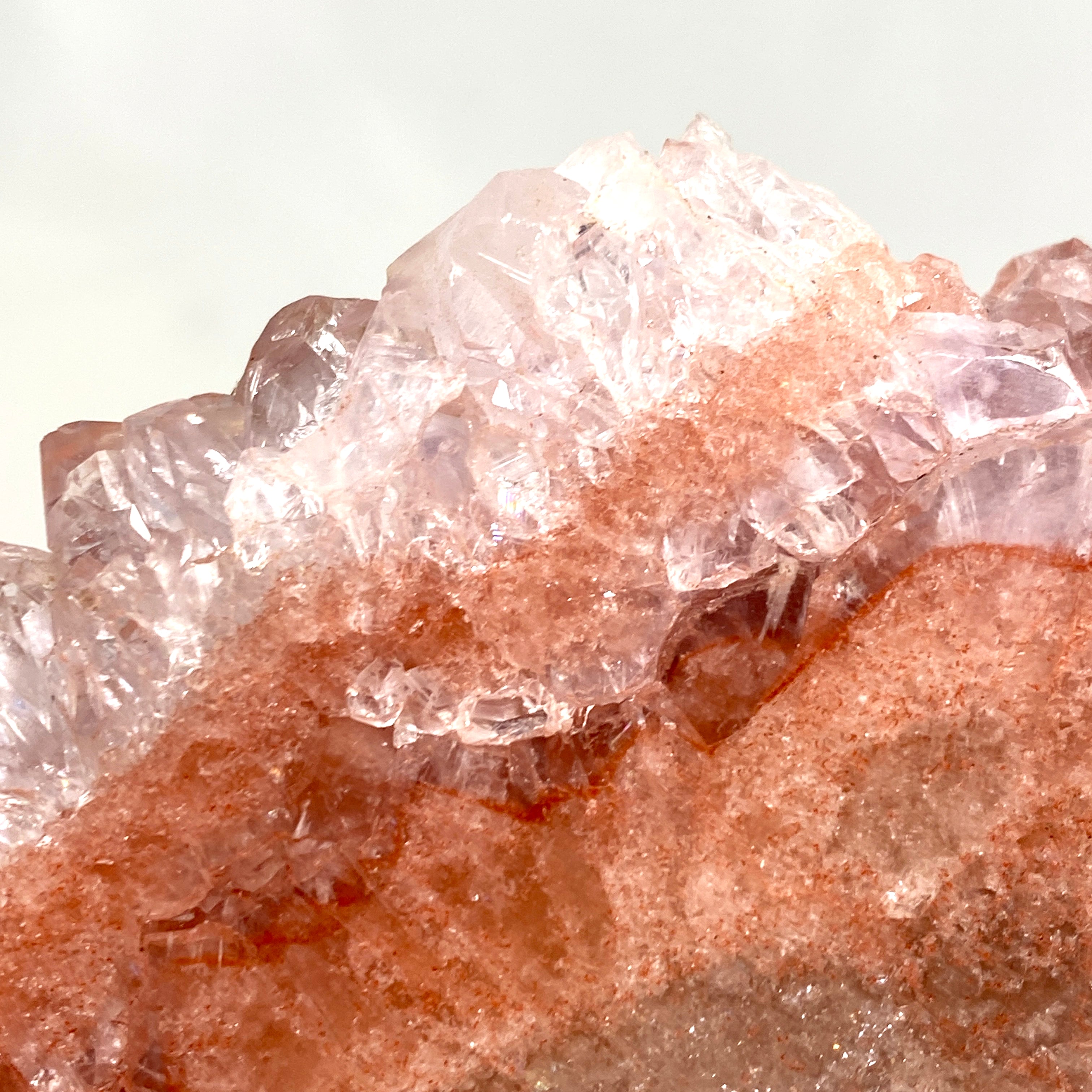 Natural Pink Amethyst & Quartz Crystal Slice on Wooden Stand - Healing Stone Decor for Home, Office & Meditation Space - PASL01