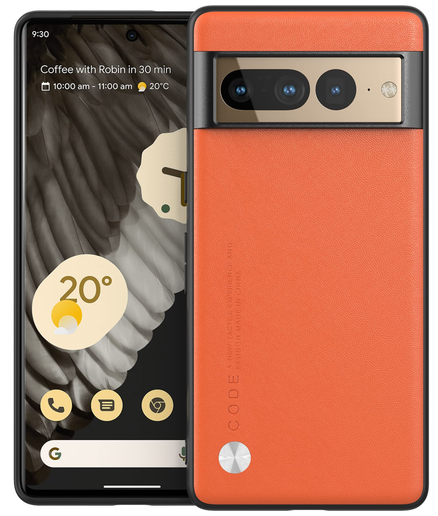 Premium PU Leather Google Pixel 7 Pro Case - Slim Shockproof Protective Cover with Perfect Fit | Durable & Stylish Phone Case for Work, Travel & Everyday Use (Orange)
