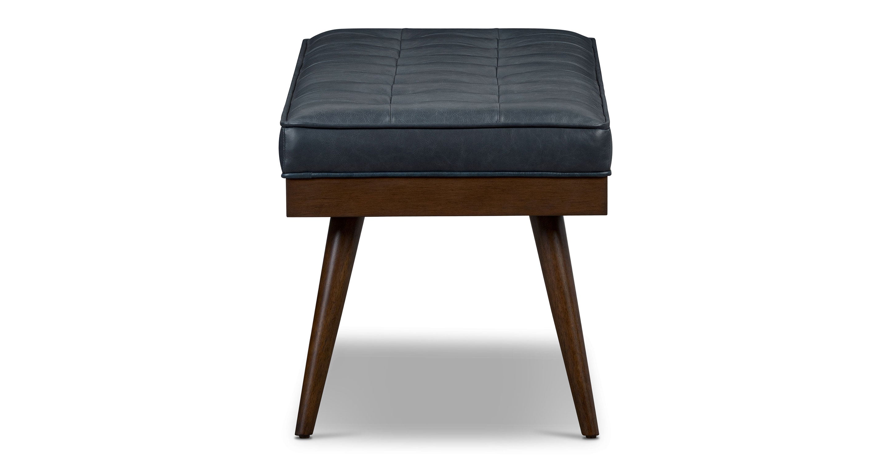 Luca Leather Bench - Modern Upholstered Storage Ottoman with Tufted Design for Living Room, Bedroom, or Entryway - Durable Faux Leather Seat with Sturdy Wooden Legs - Perfect for Extra Seating, Footrest, or Stylish Home Decor