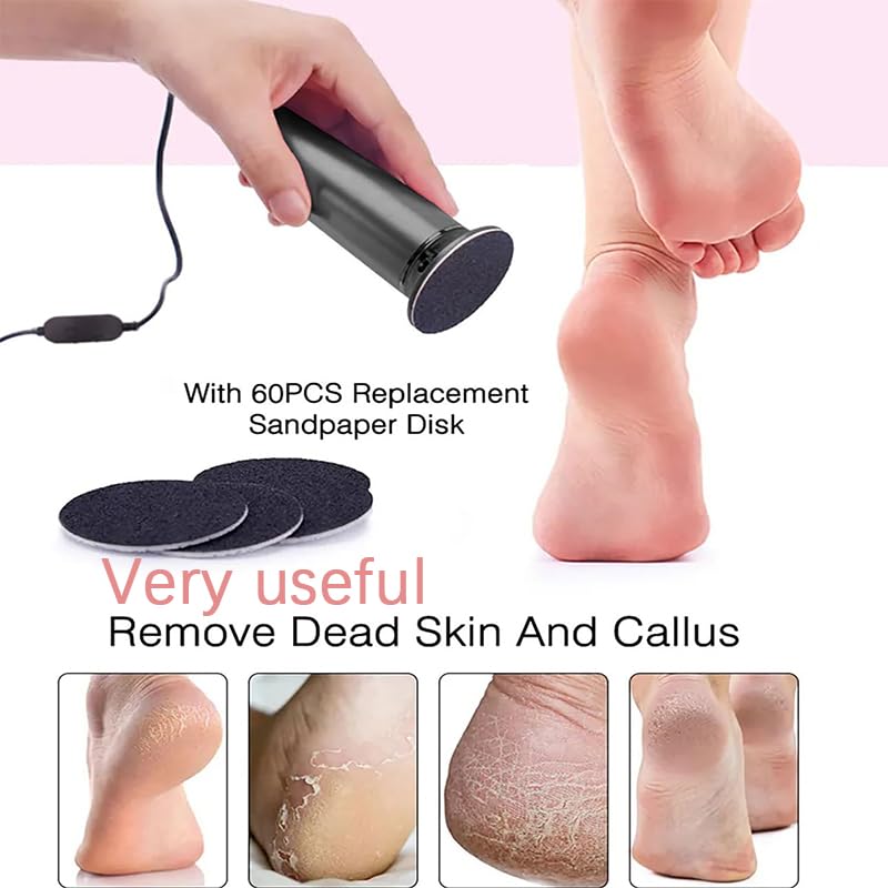 Dermave Electric Foot Callus Remover - Professional Pedicure Tool for Smooth Feet, Rechargeable Foot File with Diamond Abrasive Roller (Golden) | Perfect for Home Pedicure, Dry Cracked Heels & Callus Removal