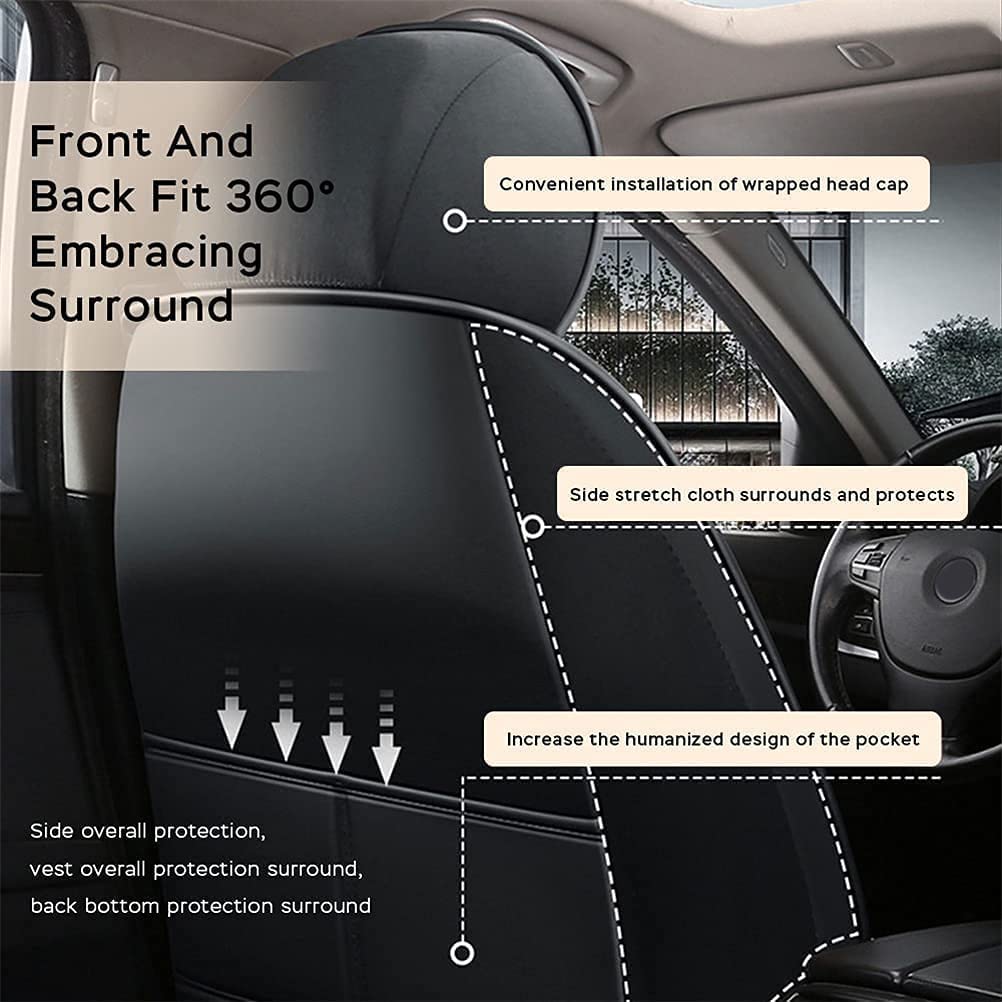 Premium PU Leather Front & Rear Seat Covers for Hyundai Santa Cruz - Waterproof, Comfortable & Stylish Black/Beige Car Seat Protectors - Perfect for Daily Commute, Road Trips & Outdoor Adventures