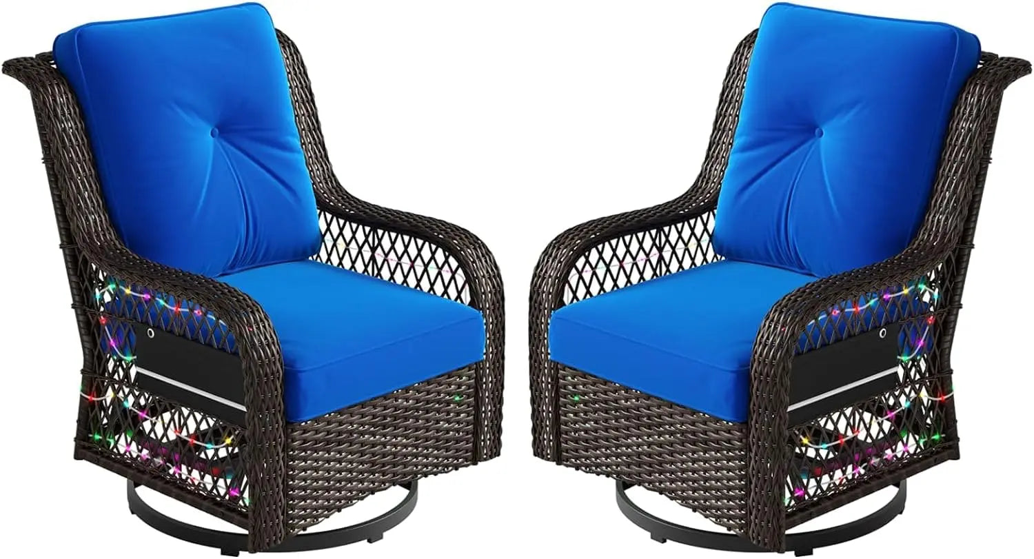 Bestier 360-Degree Swivel Gliding Wicker Patio Chair with Side Table - Outdoor Lounge Furniture Set for Garden, Poolside, and Backyard Relaxation
