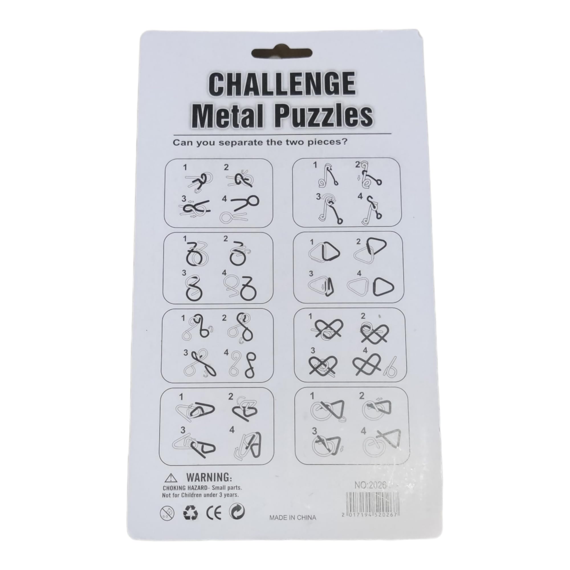 PLUSPOINT 6-Piece Metal Wire Puzzle Brain Teaser Set - IQ Logic Games for Kids & Adults | Perfect for Gifts, Party Favors, Prizes & Educational Play | Unlock Interlocking Disentanglement Challenge Toys for Classroom, Travel & Family Game Night