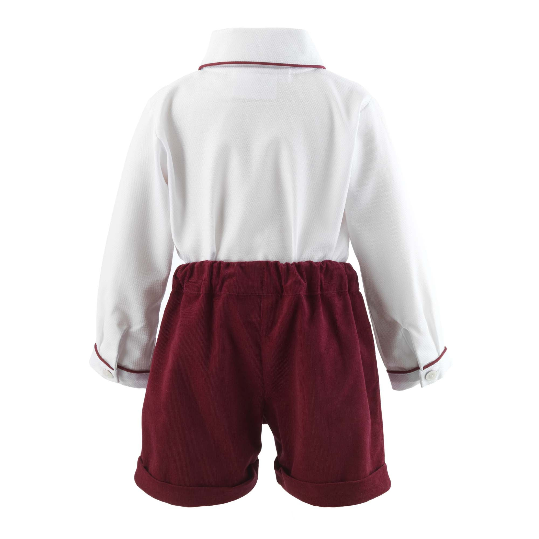 Dark Red Cord Short & Shirt Set for Men - Comfortable Cotton Blend Lounge Outfit - Perfect for Casual Wear, Home Relaxation, and Weekend Outings