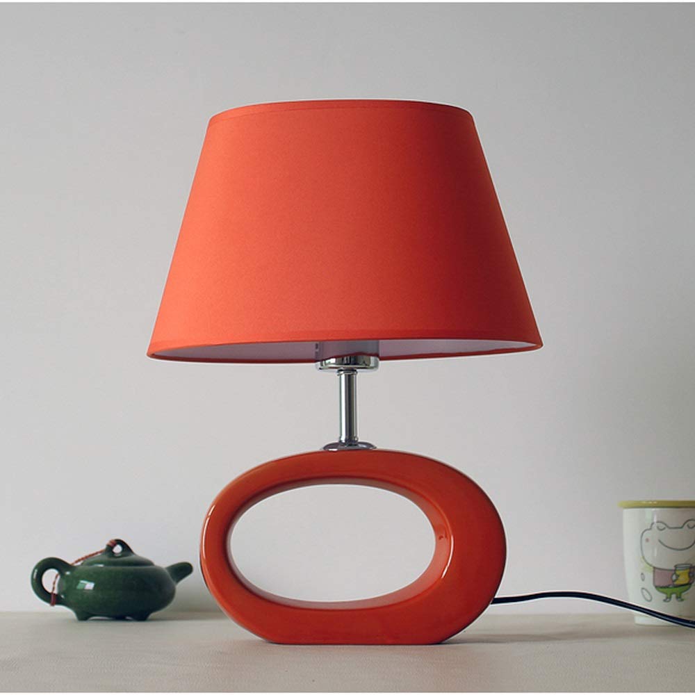 Modern Ceramic Table Lamp with Oval Shade - 14.5