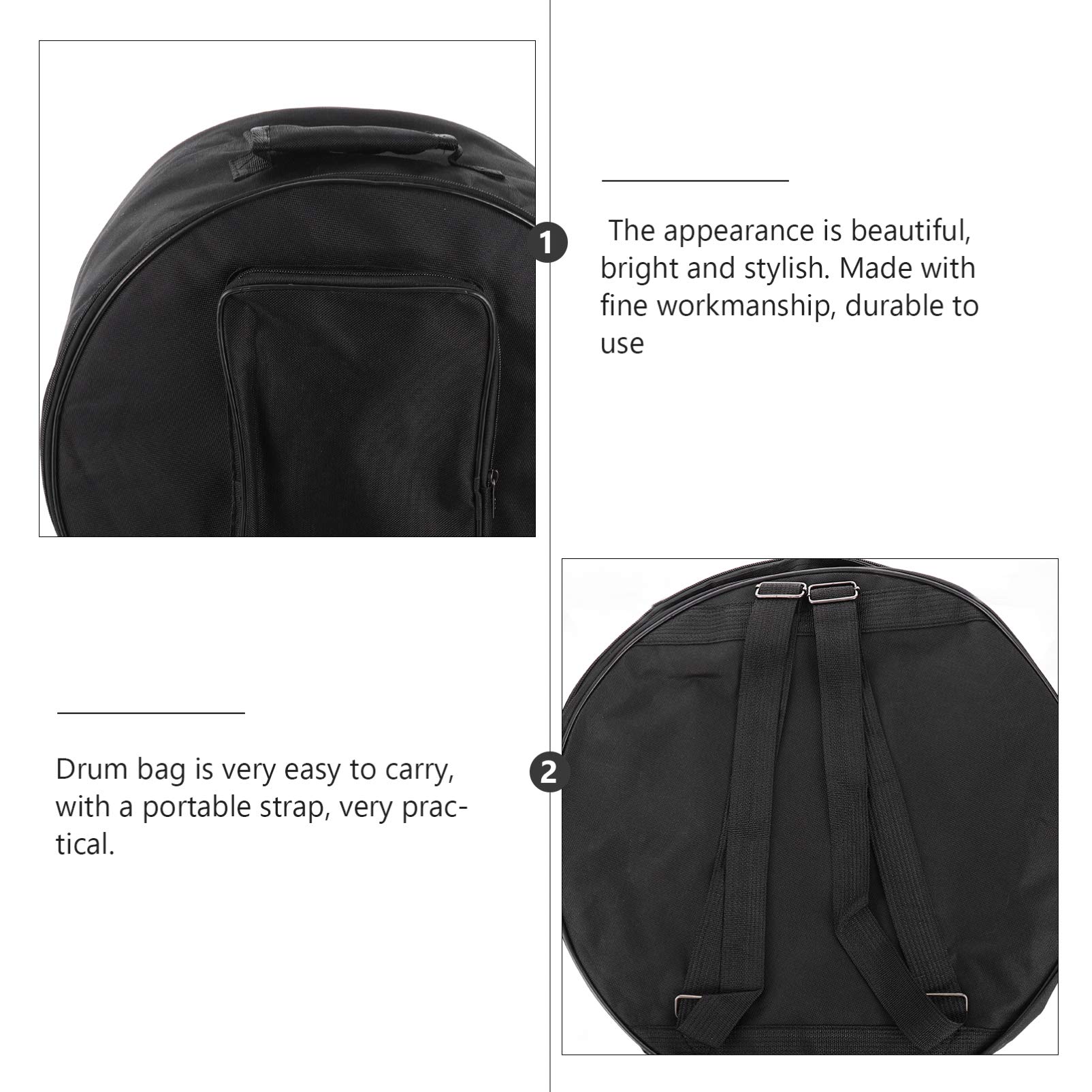 13-14 Inch Black Travel Backpack for Drum Practice Pad & Cymbal - Portable Drum Set Bag with Durable Cloth Material - Perfect for Musicians, Drummers & Band Practice On-The-Go