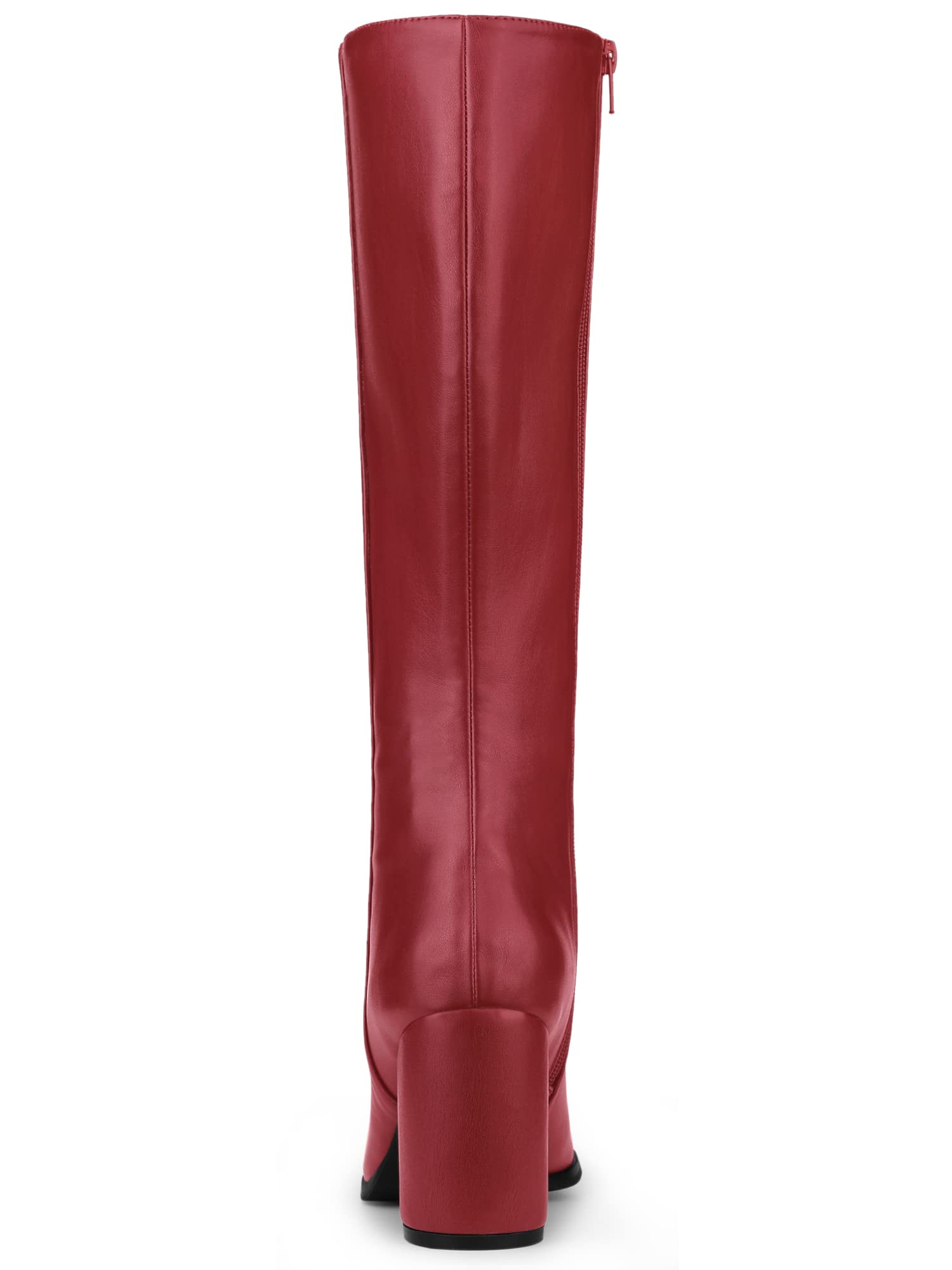 Allegra K Women's Knee High Boots with Round Toe & Zip Closure - Chunky Block Heels for Comfort & Style | Perfect for Office, Party & Winter Outfits