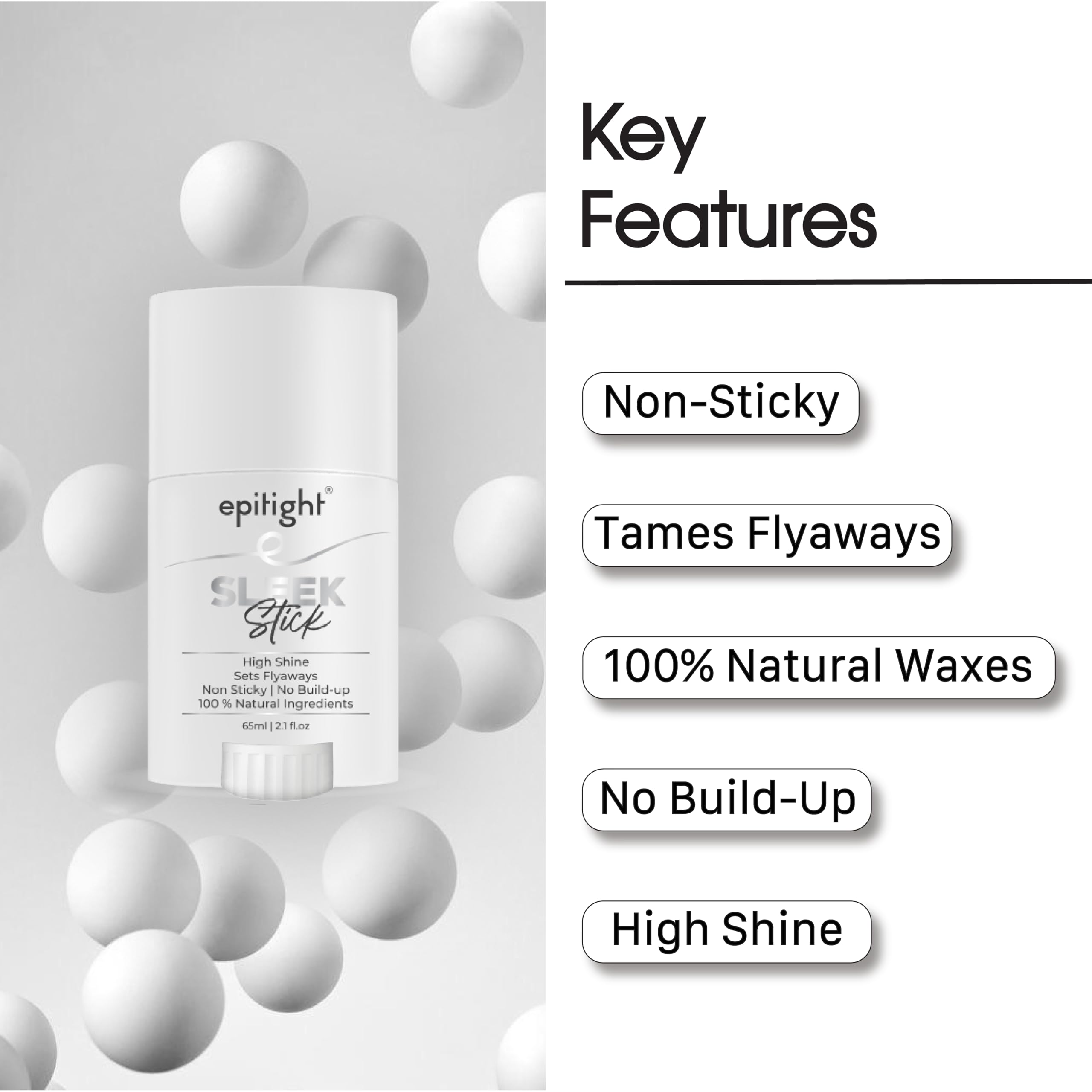 Epitight Sleek Stick Hair Wax - 65ml Styling Wax Stick for Women, Wigs & Frizzy Hair | Hair Tamer & Finishing Stick for Broken Hair | Perfect for Daily Styling, Salon Use & Special Occasions