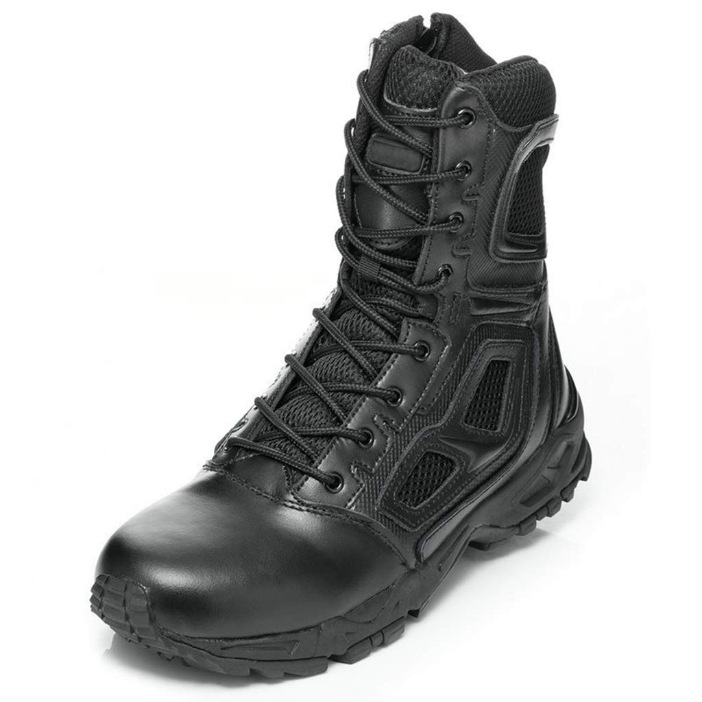 Men's Tactical Boots - High-Top Breathable Combat Boots for Outdoor Climbing, Hiking & Army Use | Durable Black Military Shoes Size 44/UK 9.5/US 10 | Perfect for Adventure, Survival Training & Workwear