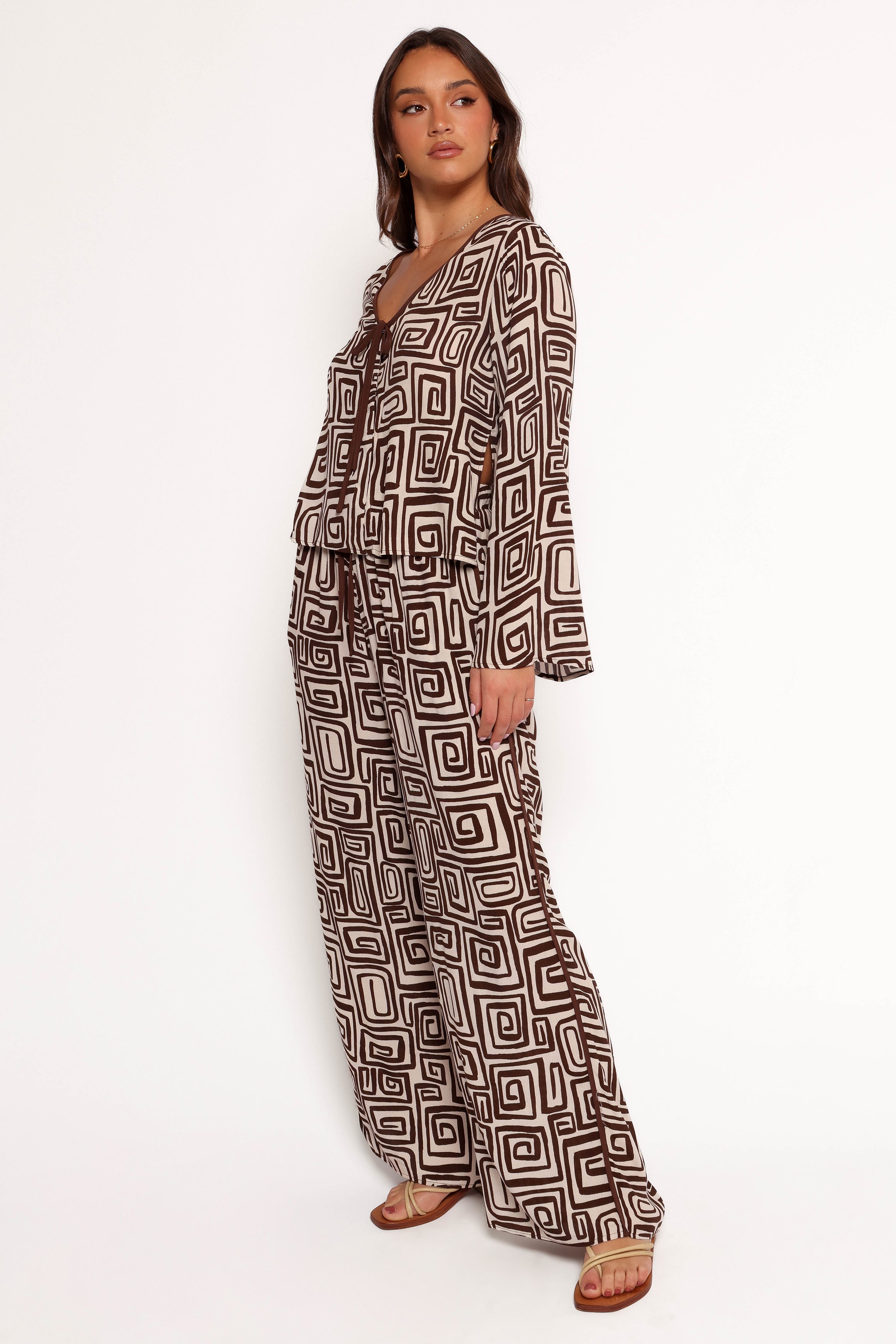 Imogen Pant Chocolate Brown Print - Stylish Women's Pants for Casual Wear, Office & Everyday Fashion