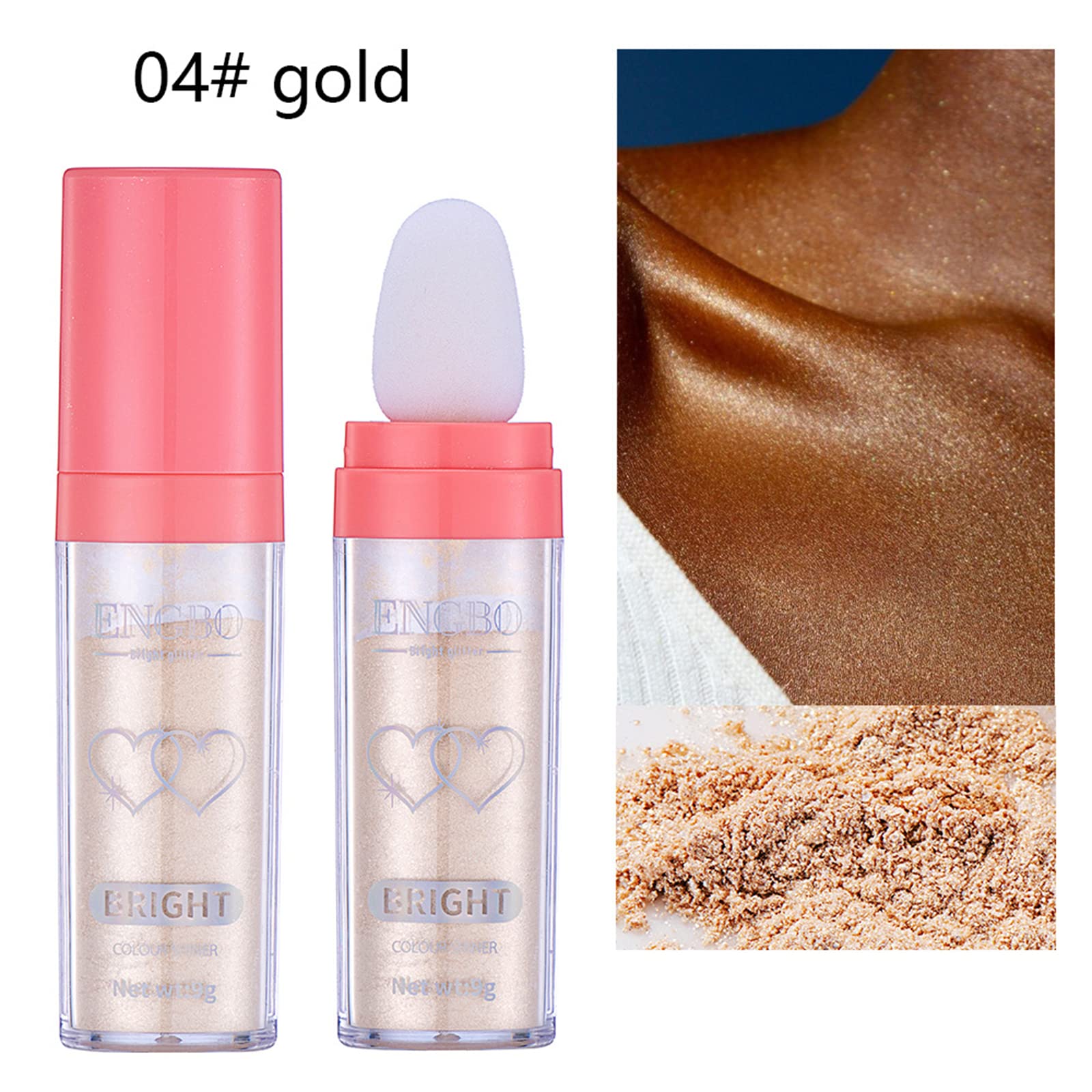 BeauFairy Highlighter Powder Stick - 5 Color Shimmer Glitter Powder for Face, Eyes, Lips & Body | Vegan & Cruelty-Free Makeup | Perfect for Parties, Photos & Night Out Glow