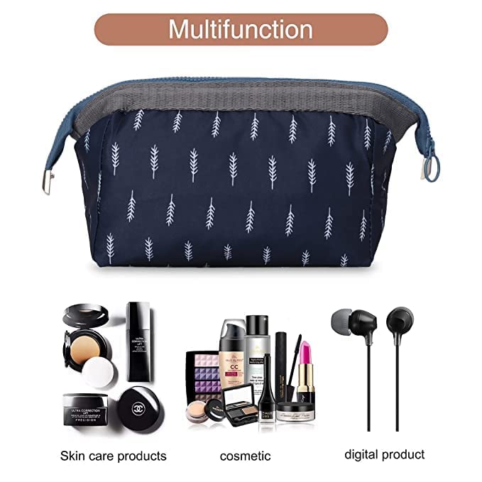 AXEVU Waterproof Travel Makeup Bag - Large Cosmetic Organizer with Zipper, Multi-Functional Toiletry Pouch for Women & Girls (Blue) - Perfect for Vacation, Gym, Business Trips & Daily Essentials Storage