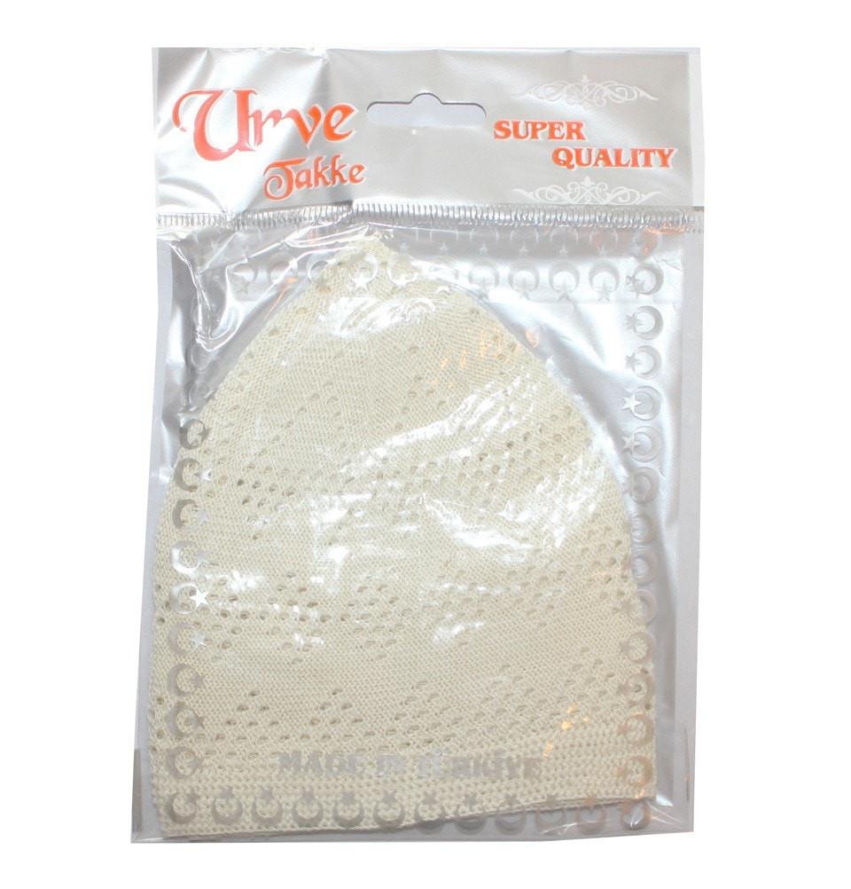 Premium Islamic Men's Knit Cotton Kufi Cap - Ivory White Prayer Hat for Muslim Worship & Daily Wear - Perfect for Salah, Eid, Mosque & Casual Outfits
