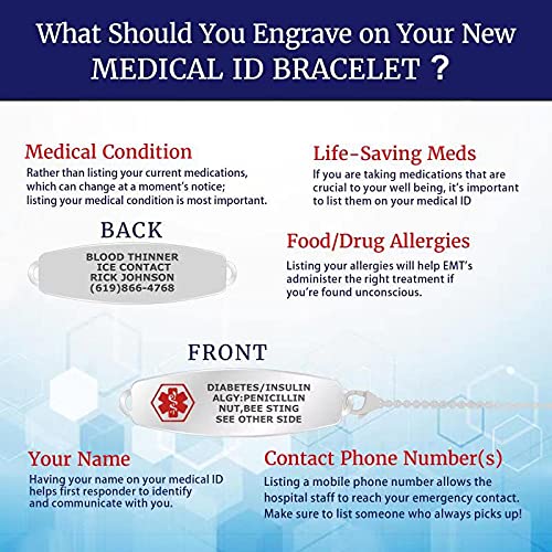 Divoti Custom Engraved Medical Alert Bracelets for Women - Stainless Steel Medical ID Bracelet with Free Engraving & Adjustable Angel Wing Charm - Macrame & Color Options - Perfect for Emergency Medical Identification, Daily Wear & Fashion Accessories