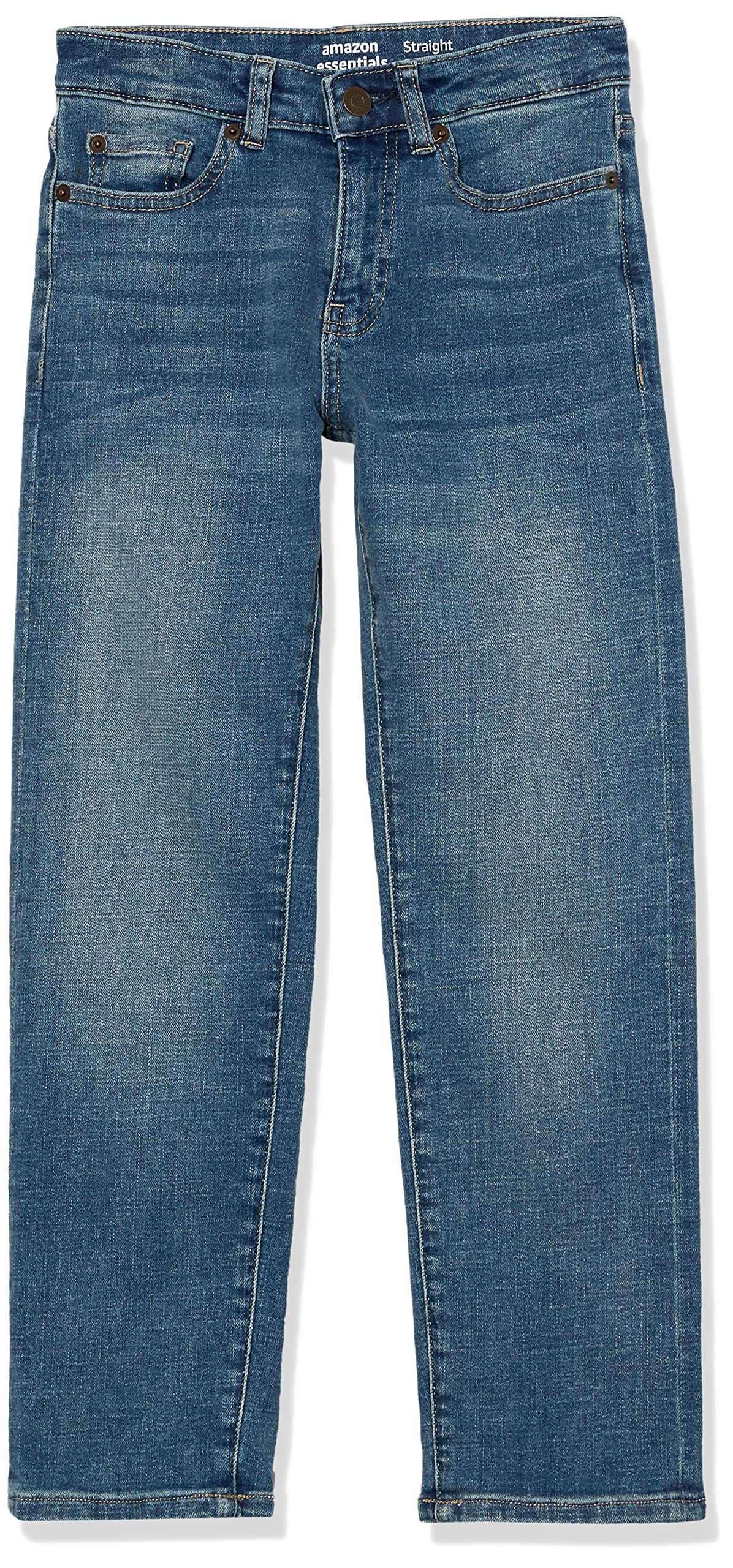 Amazon Essentials Boys' Regular Straight-Fit Jeans - Comfortable Durable Denim Pants for School, Play & Everyday Wear