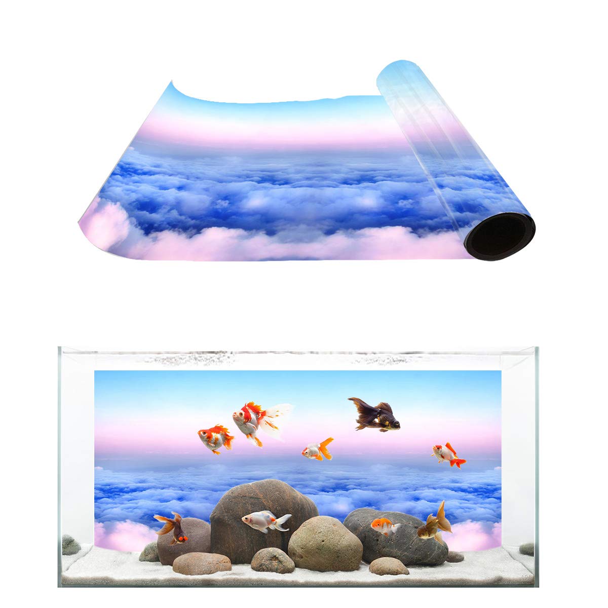 T&H Aquarium Background - Music Note Black White PVC Sticker for Fish Tank Decoration - Perfect for Home Aquascaping