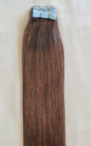 18 Inch Tape in Hair Extensions 100g 40pcs - Real Human Remy Hair, Silky Straight #4 Dark Brown - Glue in Hair Extensions for Volume & Length (Weddings, Parties, Daily Styling)