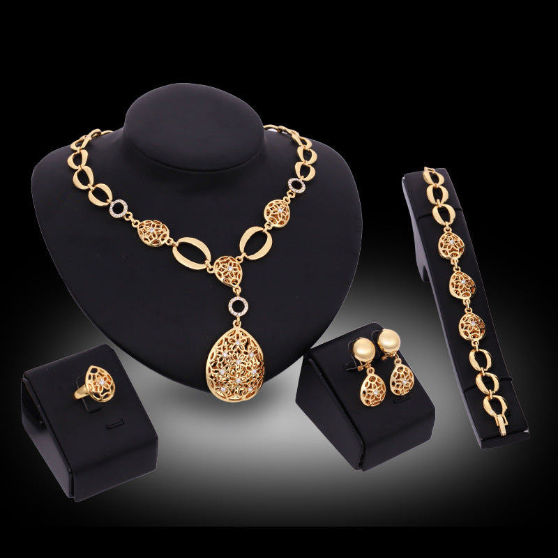 Stylish 4-Piece Jewelry Set - Necklace, Earrings, Bracelet & Ring for Women | Perfect for Parties, Weddings & Everyday Wear